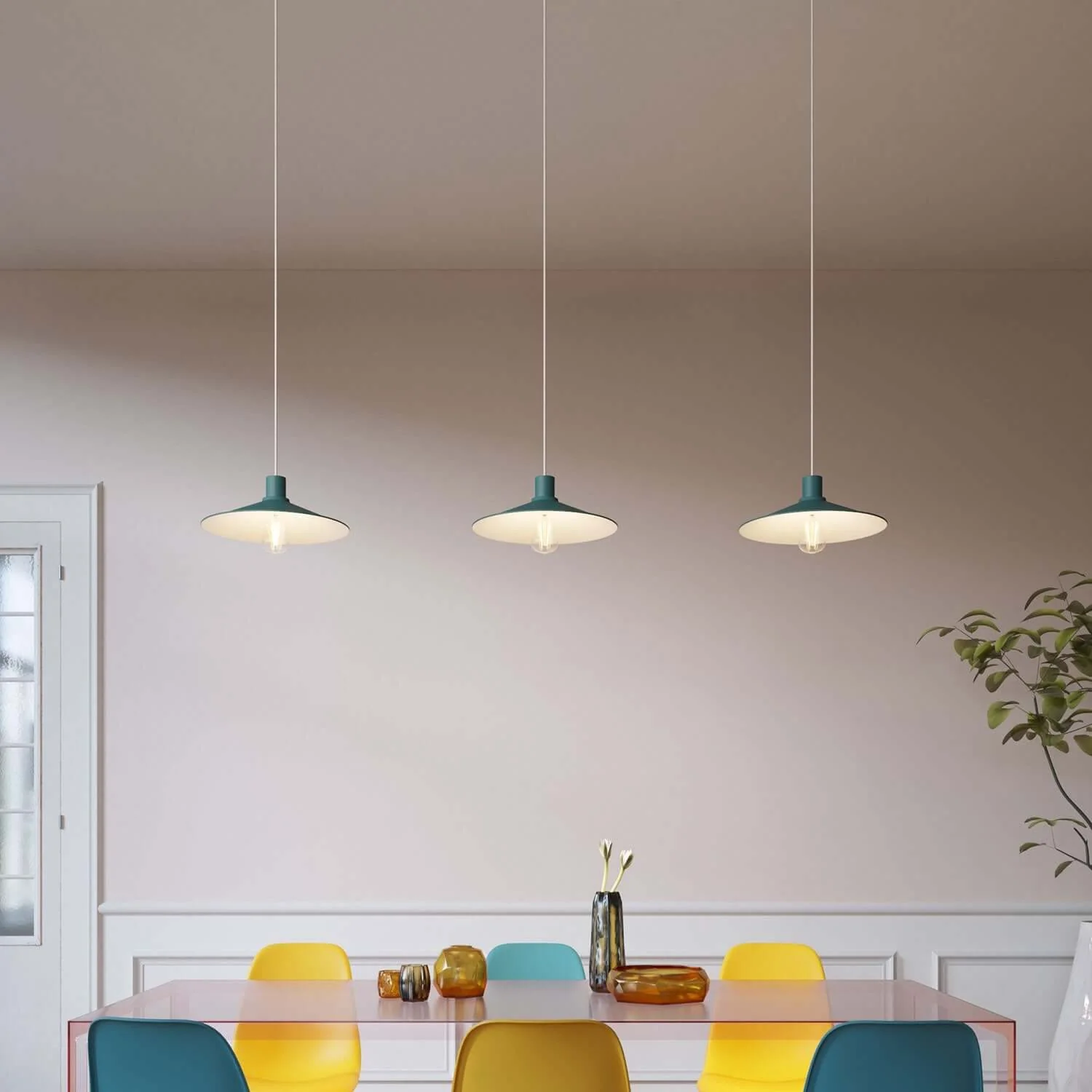 Swing lampshade in enamelled metal with E27 fitting - Petrol blue - Image 2