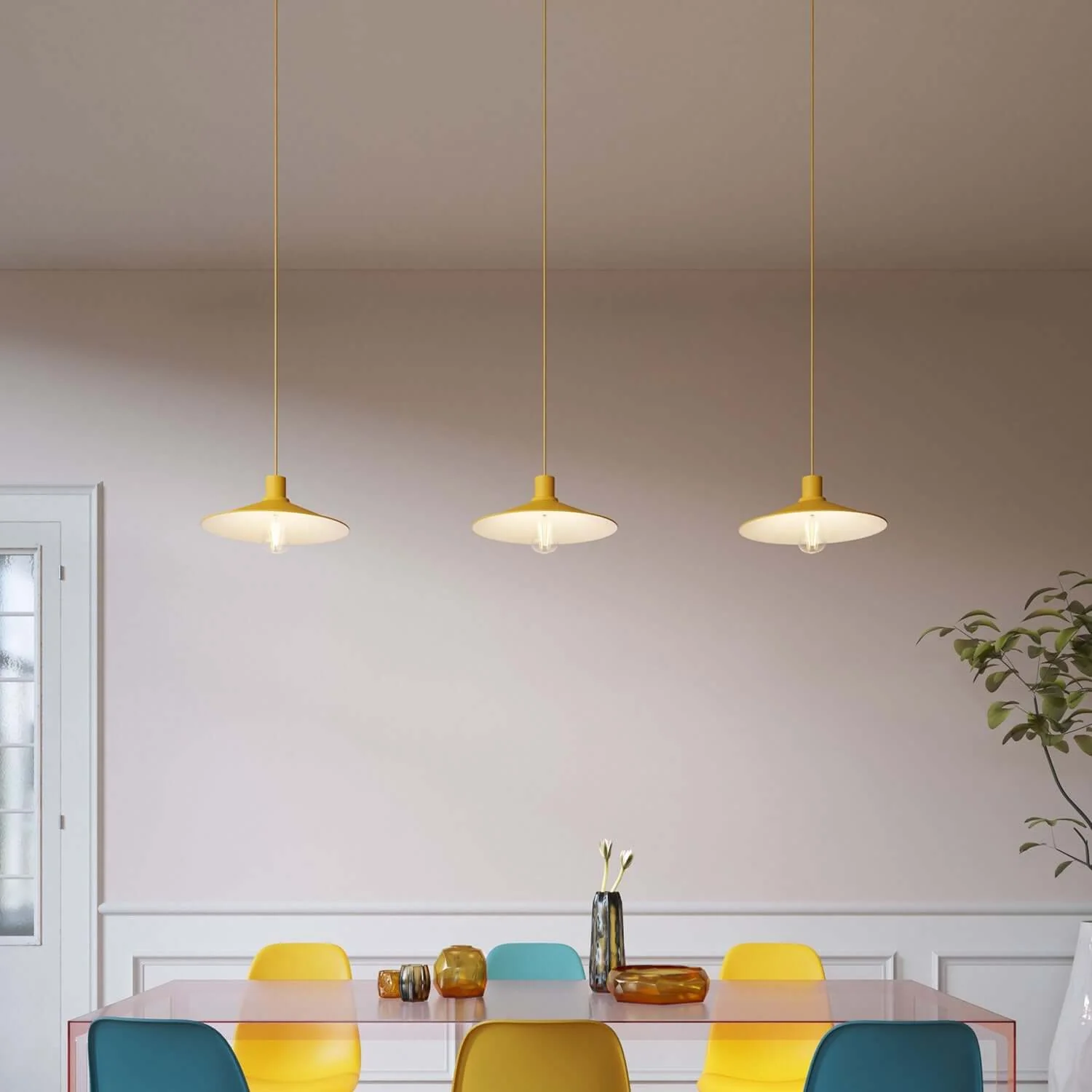Swing lampshade in enamelled metal with E27 fitting - Mustard - Image 2