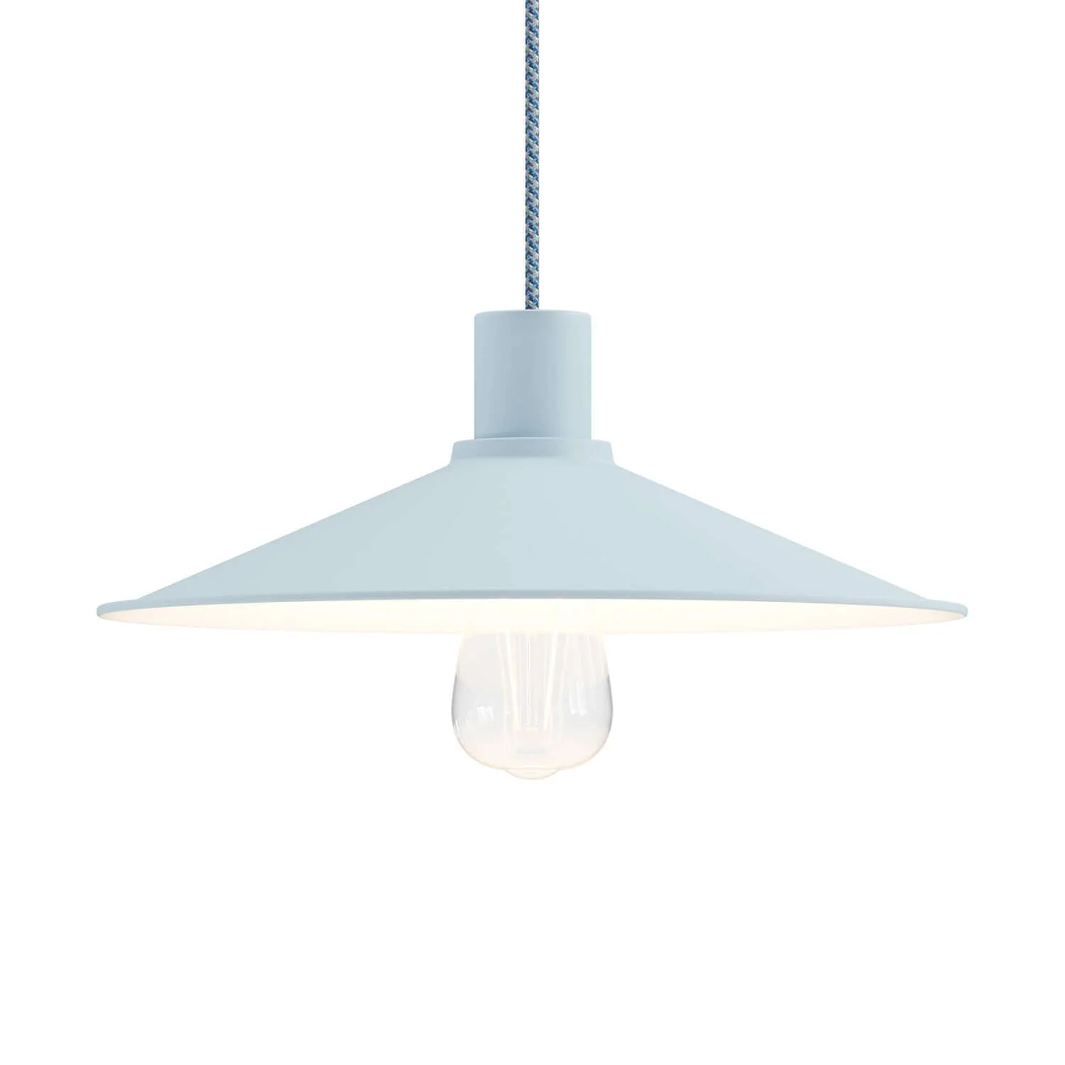 Swing lampshade in enamelled metal with E27 fitting – Powder blue