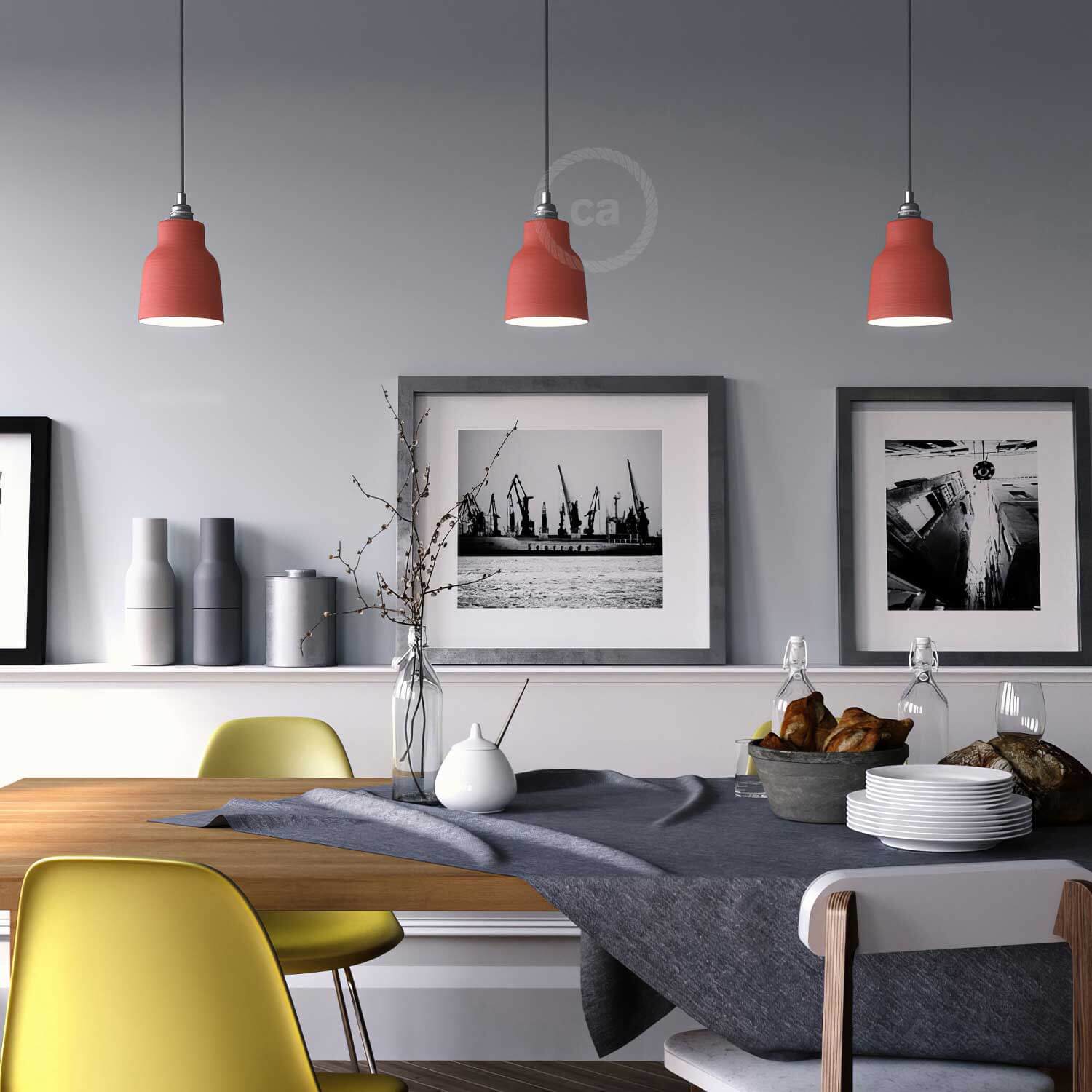 Vaso ceramic lampshade, Materia collection – Made in Italy – Striated coral - Image 2