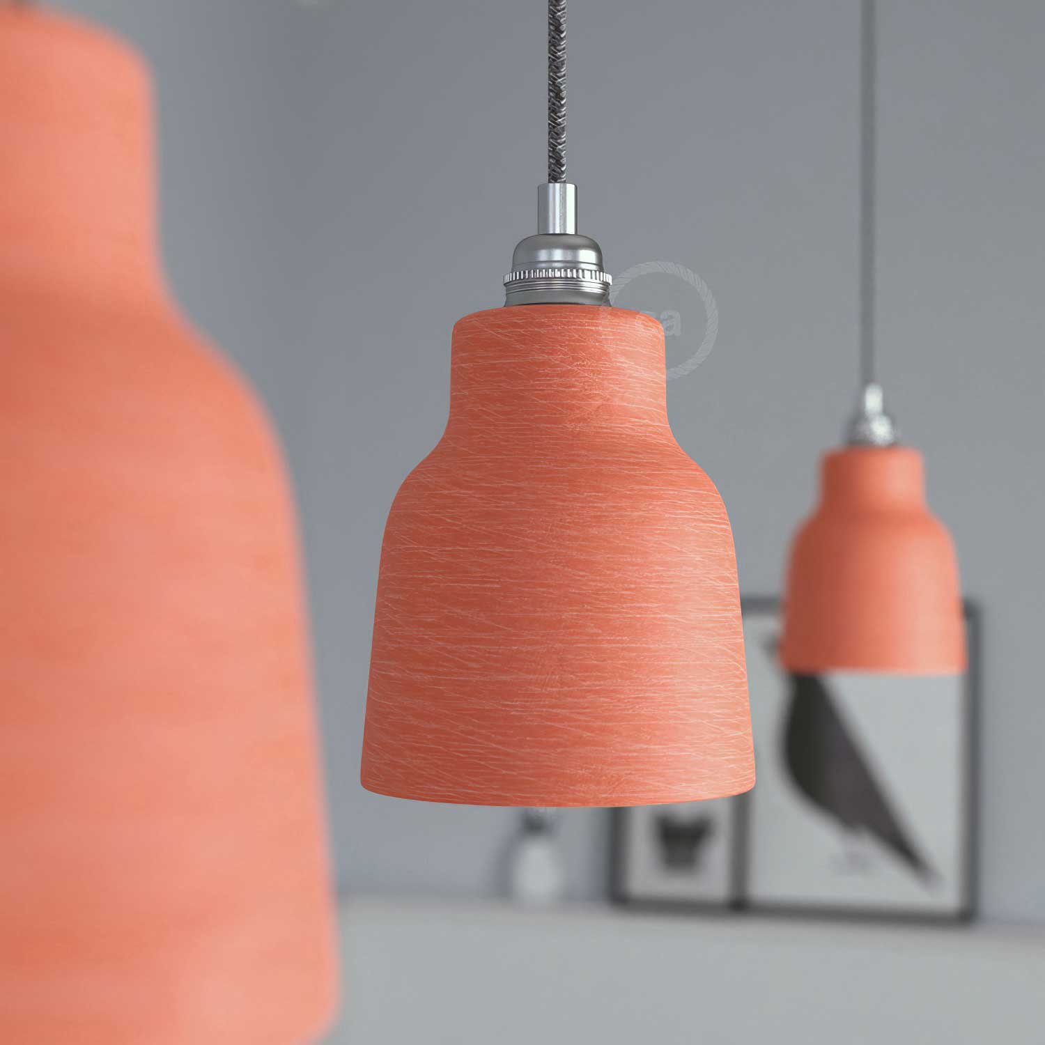 Vaso ceramic lampshade, Materia collection – Made in Italy – Striated coral - Image 3