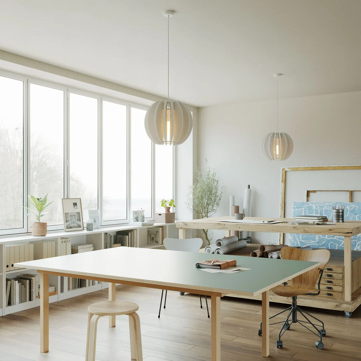 LAMPSHADE – Pendant lamp with elliptical shade – White melange - Image 2