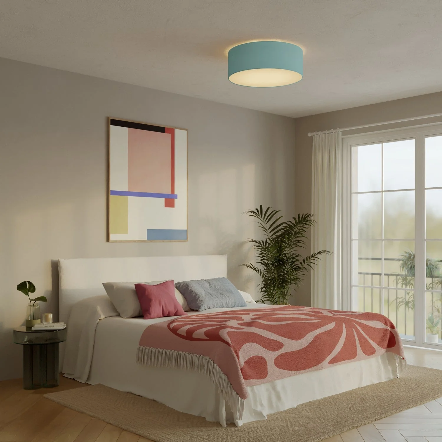 Large fabric ceiling light - Made in Italy - Teletta Verde Dubbio - Image 2