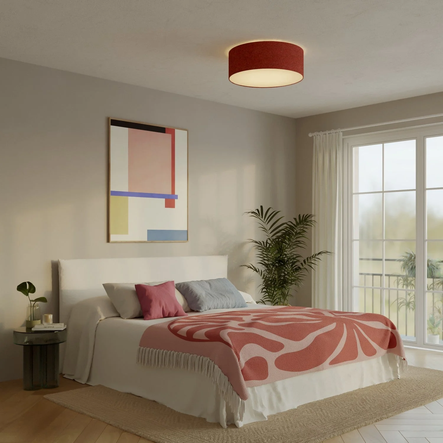 Large Fabric Ceiling Light - Made in Italy - Lobster Wool - Image 2
