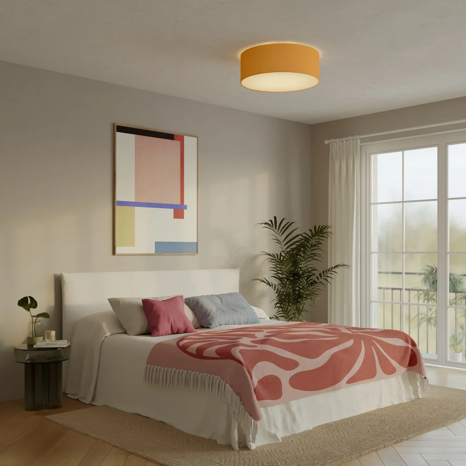 Large Fabric Ceiling Light - Made in Italy - Cotton Mandarin - Image 2