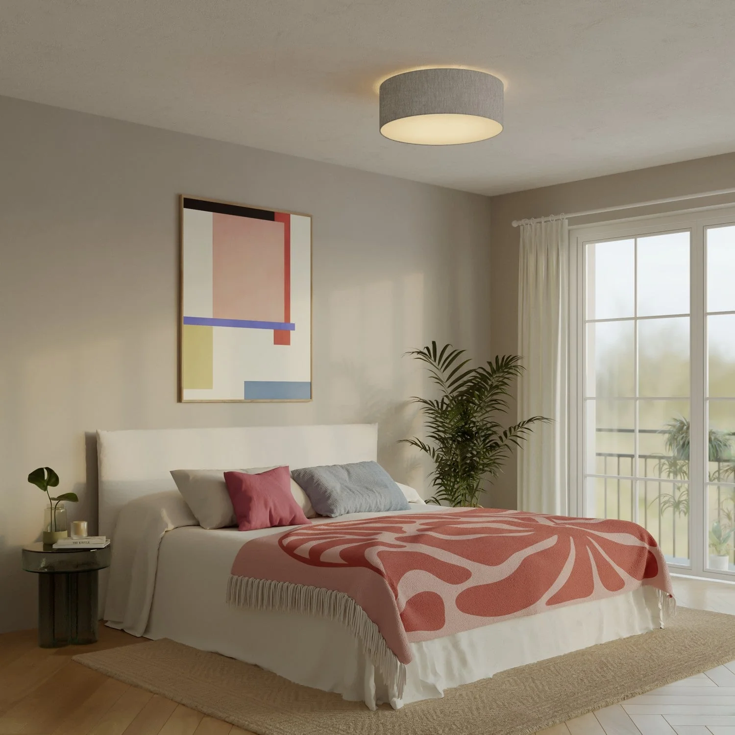 Large Camelot grey fabric ceiling light – Made in Italy - Image 2