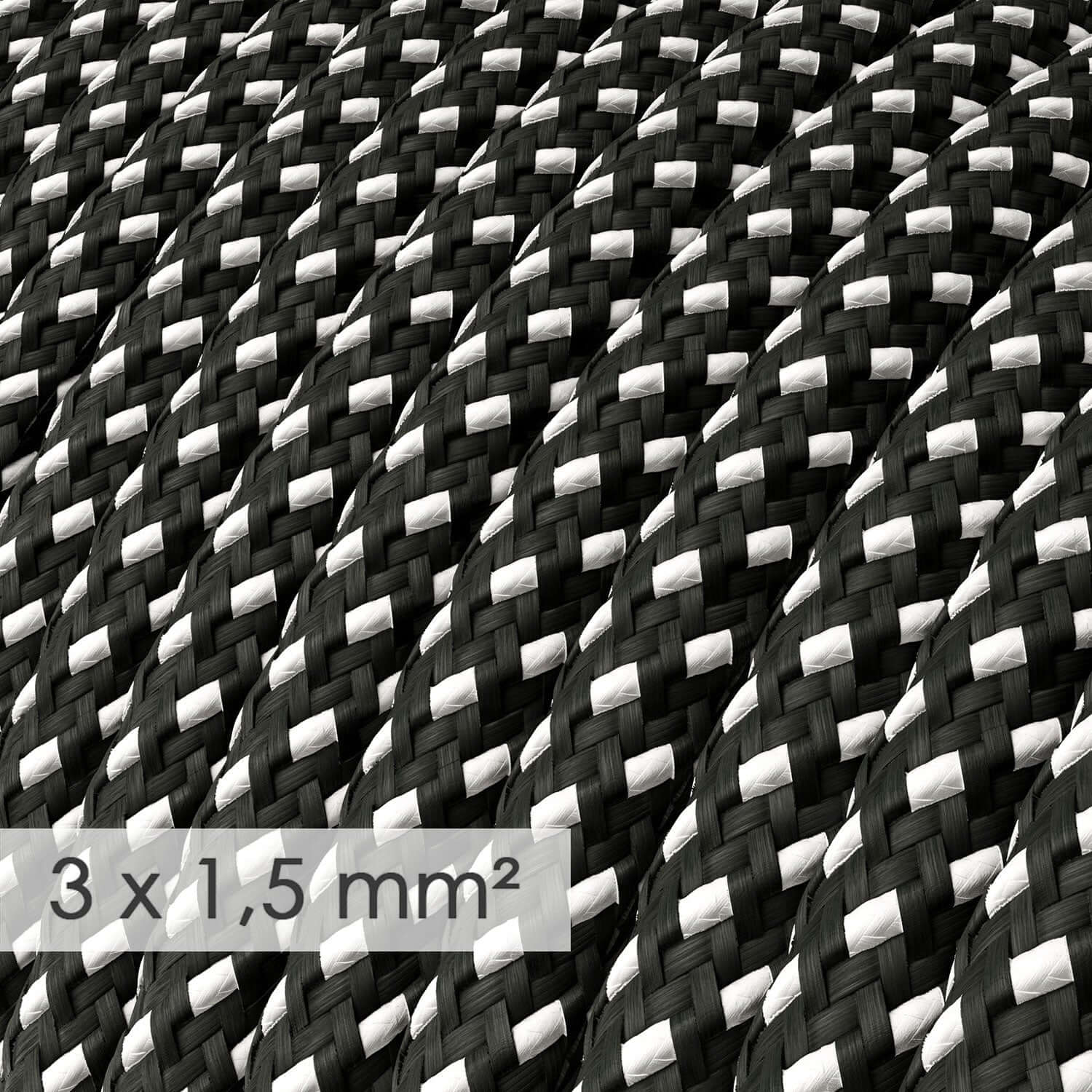 Large section electric cable 3x1.50 round - 3D silk effect fabric in relief Stars RT41 - Image 2
