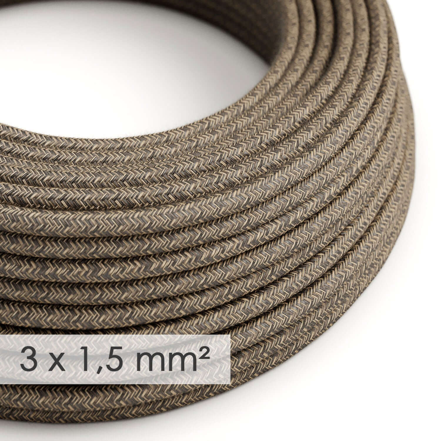 Large section 3x1.50 round cable - natural linen Brown RN04