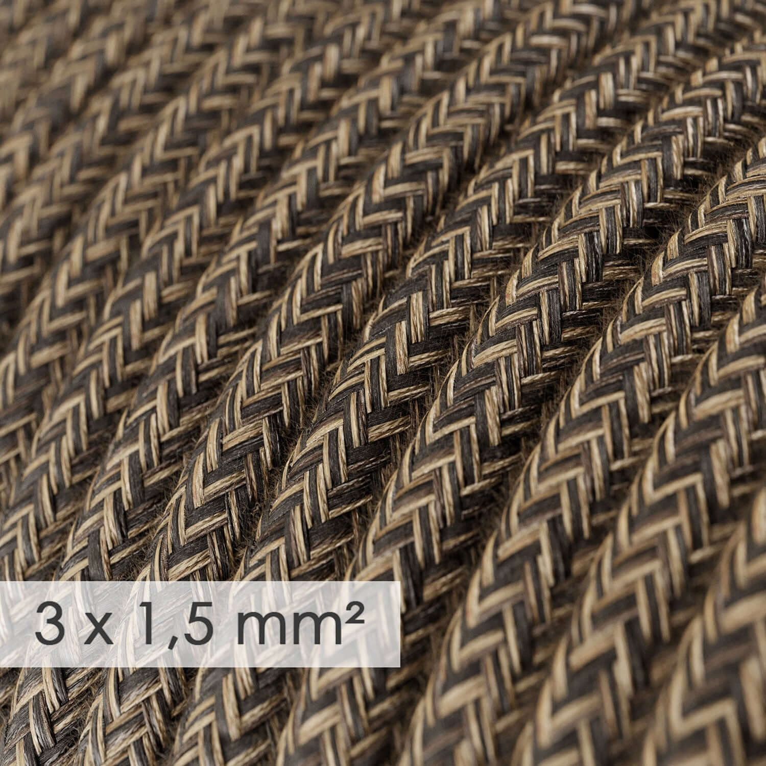 Large section 3x1.50 round cable - natural linen Brown RN04 - Image 2