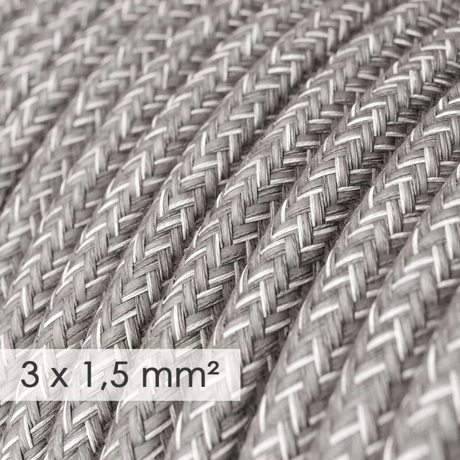 Large section round electric cable 3x1.50 – natural linen Grey RN02 - Image 2