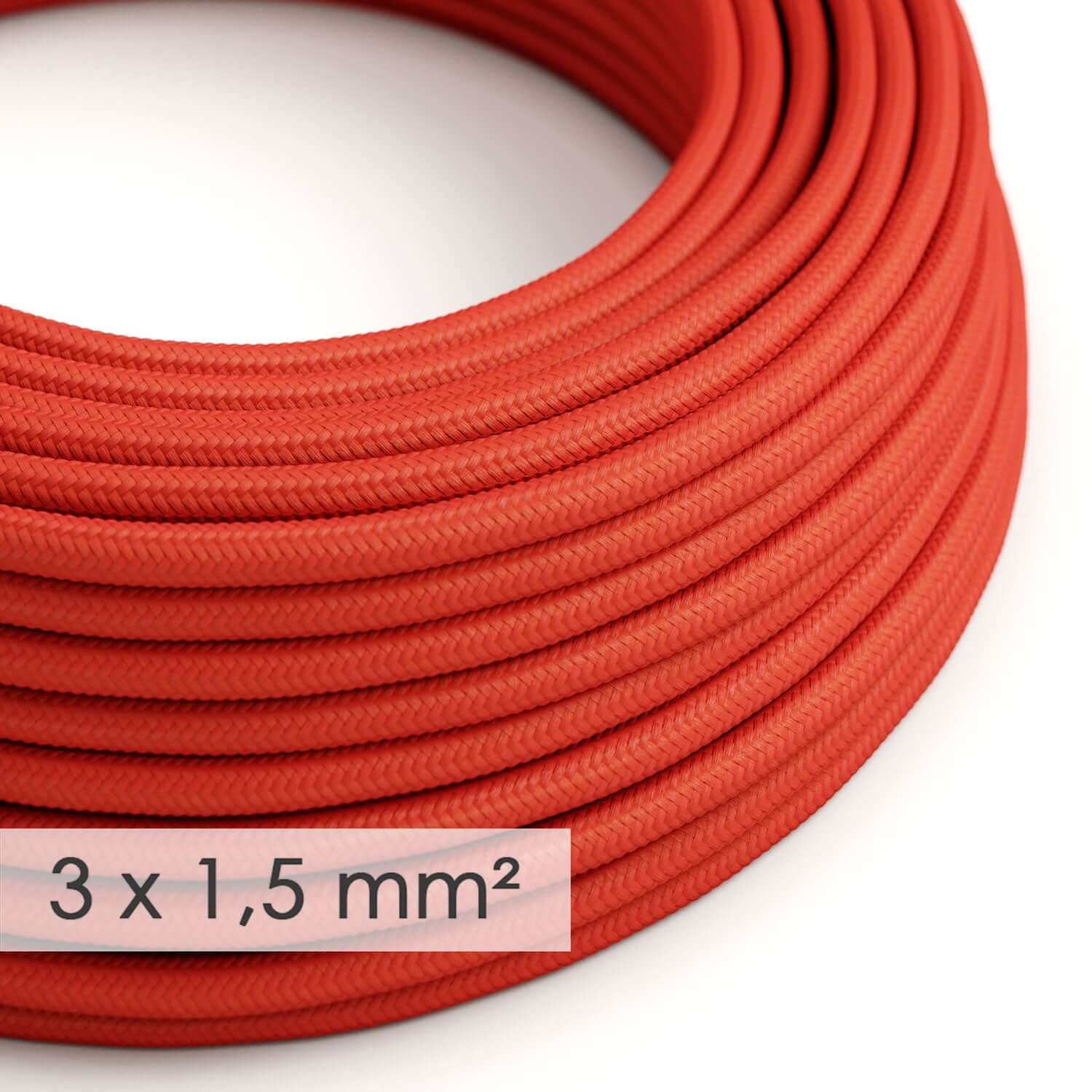 Large section round electric cable 3x1.50 - silk-effect fabric Red RM09