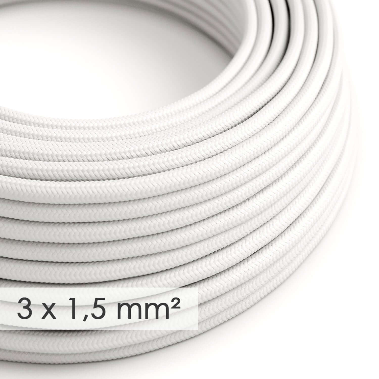 3x1.50 large section round electric cable – white silk effect fabric RM01
