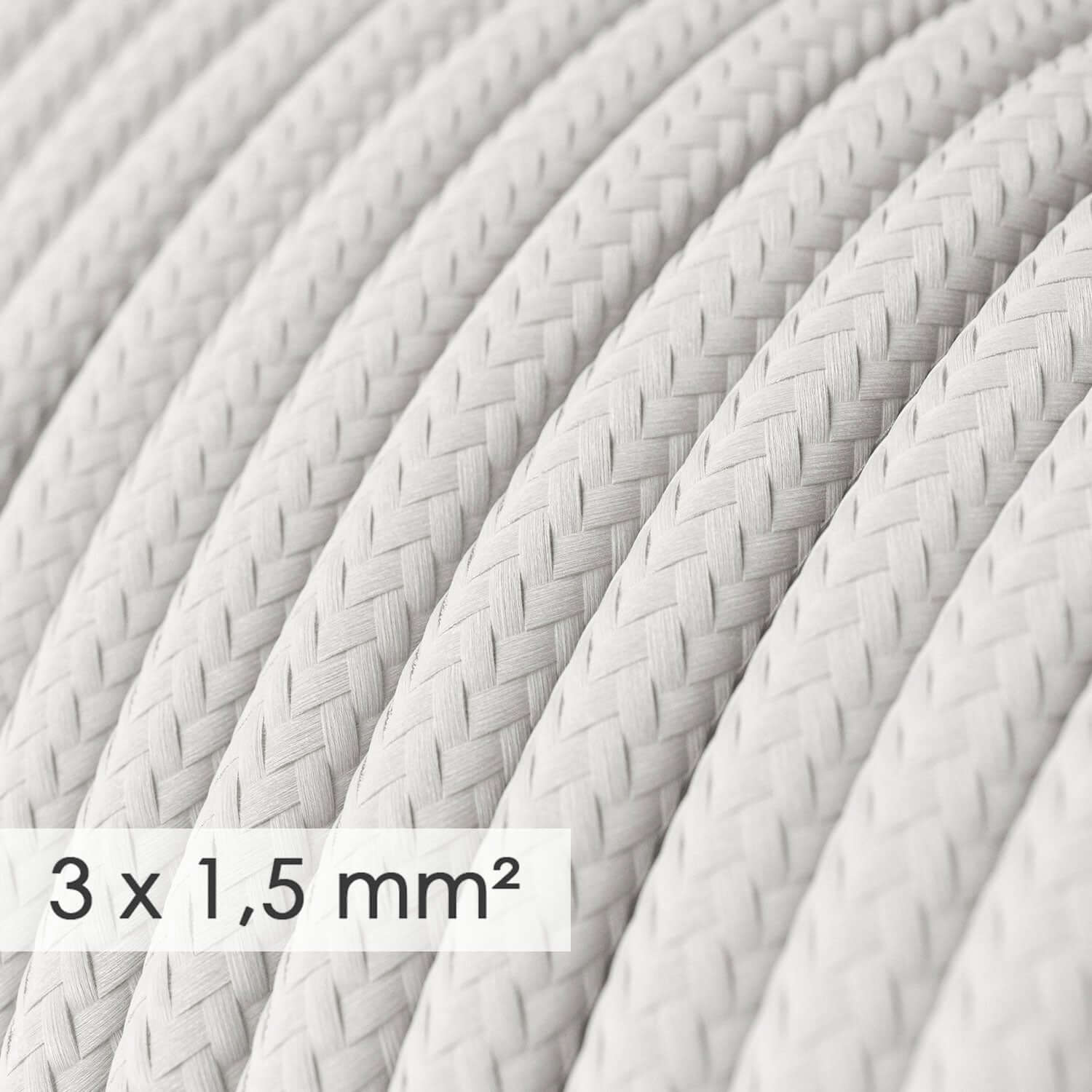 3x1.50 large section round electric cable – white silk effect fabric RM01 - Image 2