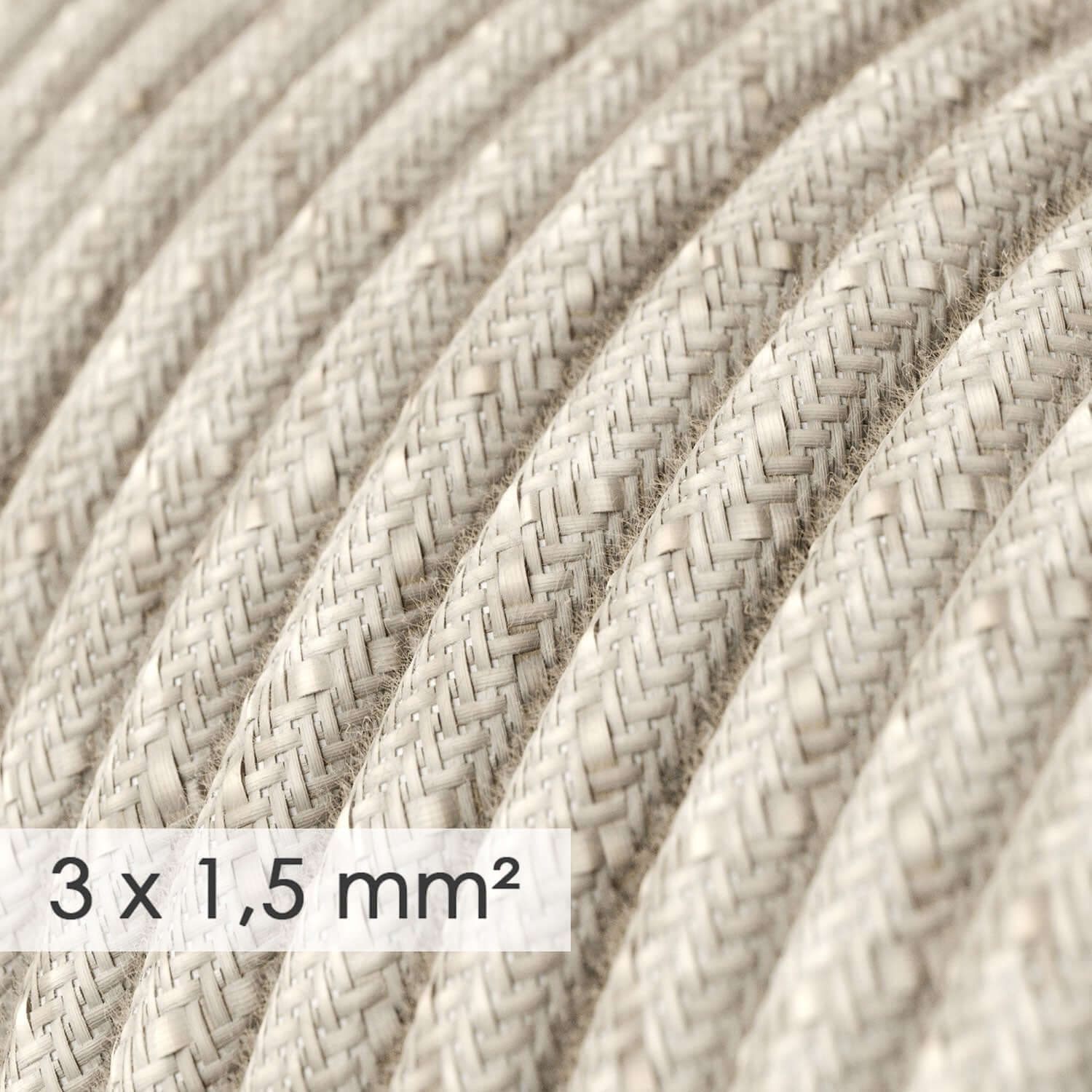 Large section electric cable 3x1.50 round - natural linen Neutral RN01 - Image 2