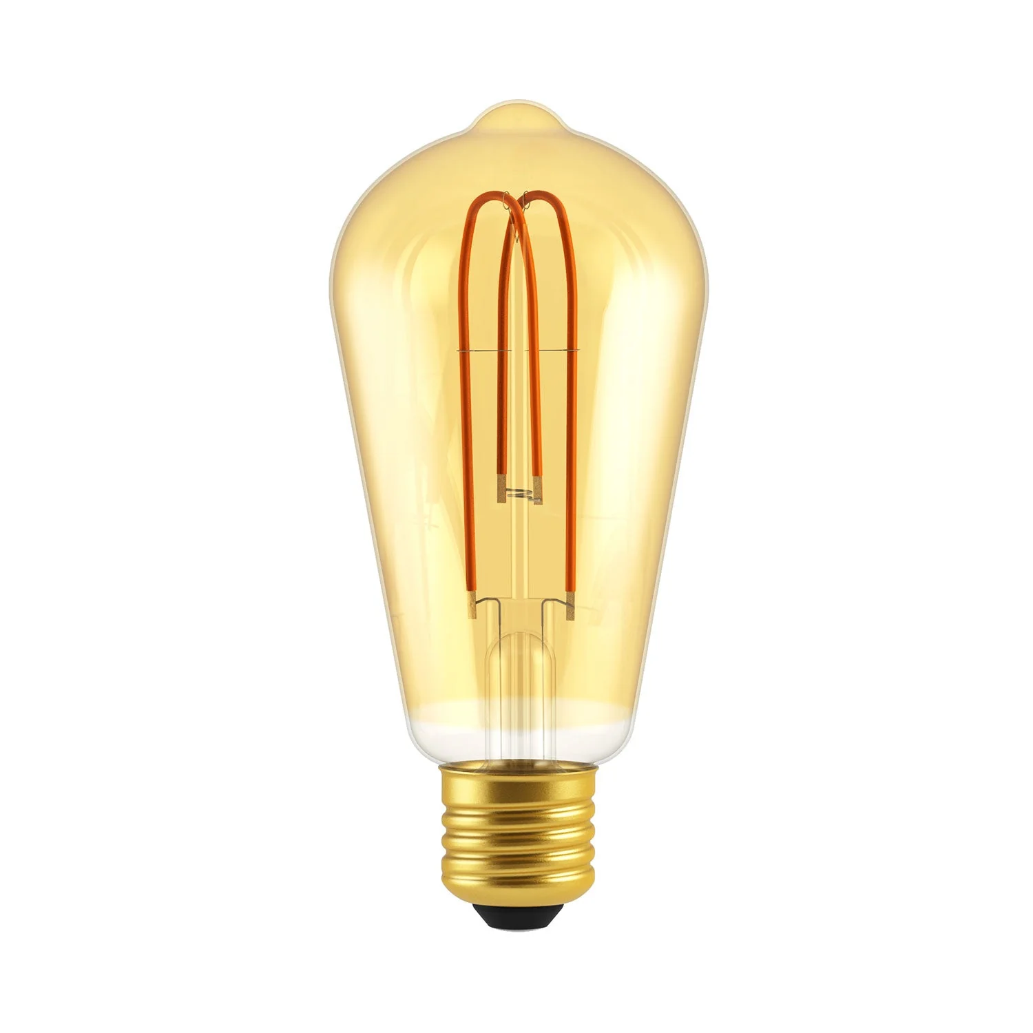 LED Amber Edison ST21 Light Bulb 5.5W 250 Lm E26 2000K Dimmable - ST21 Looping Filament