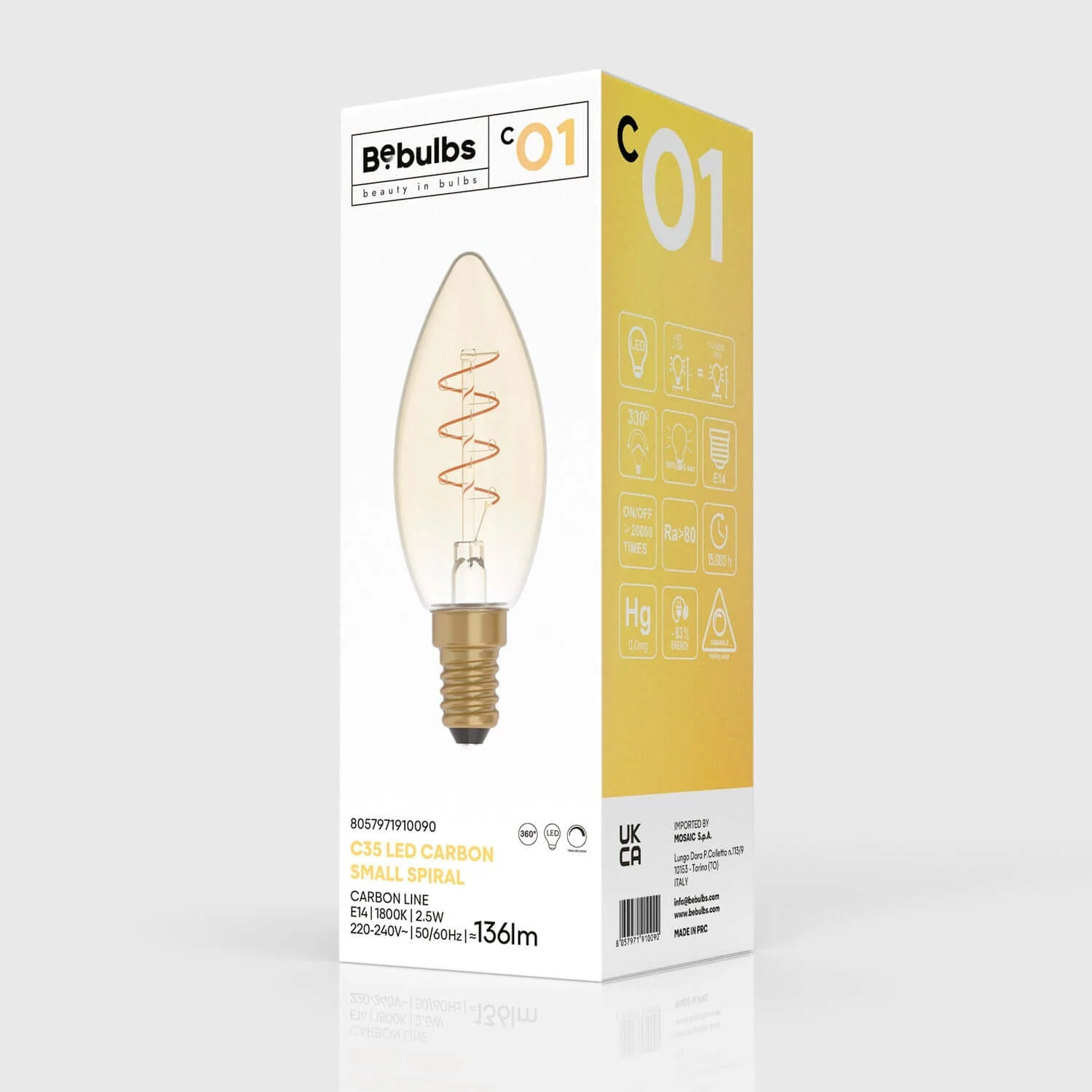 LED Light bulb Gold Carbon Line spiral filament Candle C35 2.5W 136Lm E14 1800K Dimmable - C01 - Image 4