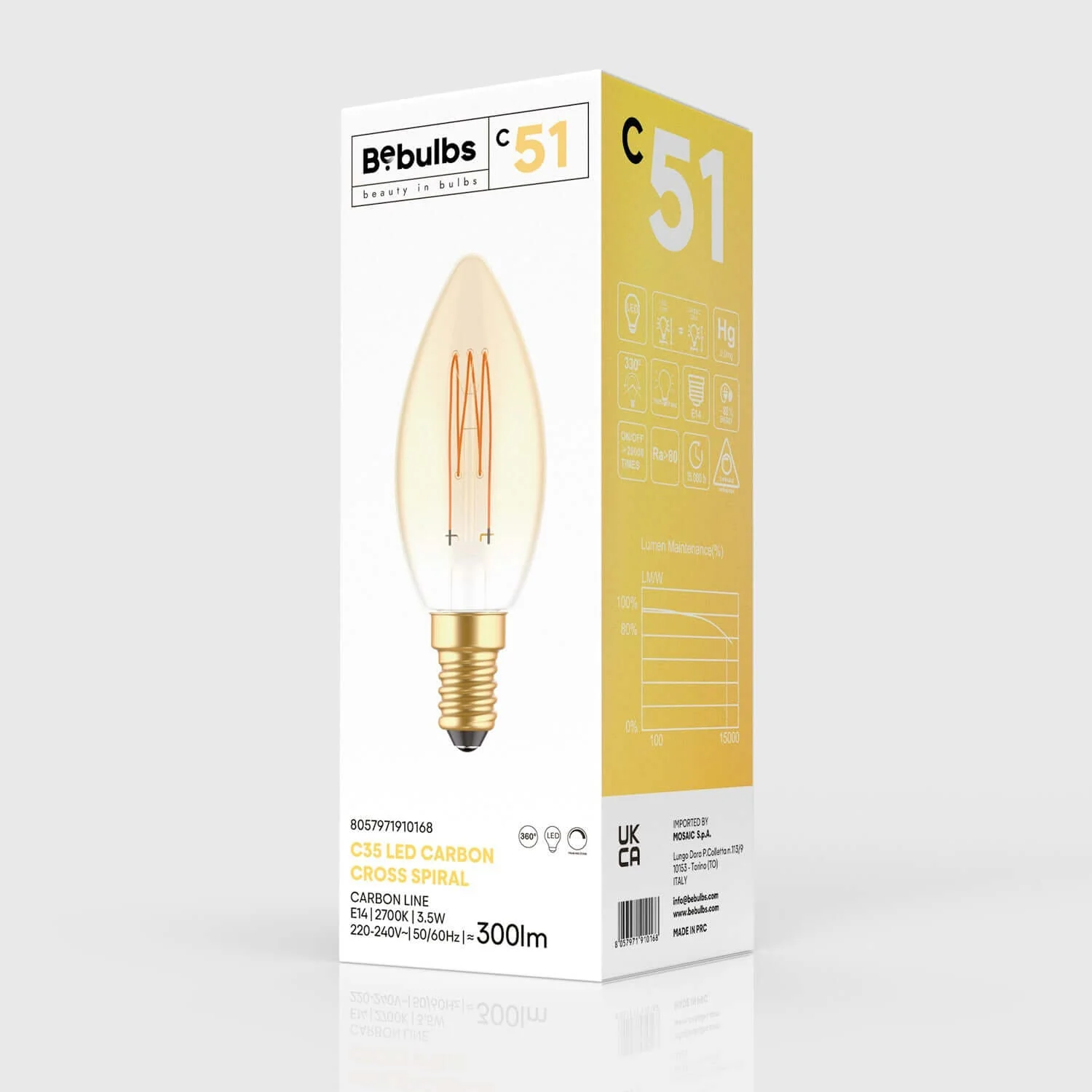 LED Golden Carbon Line vertical filament Candle C35 3.5W 300Lm E14 2700K Dimmable - C51 light bulb - Image 4