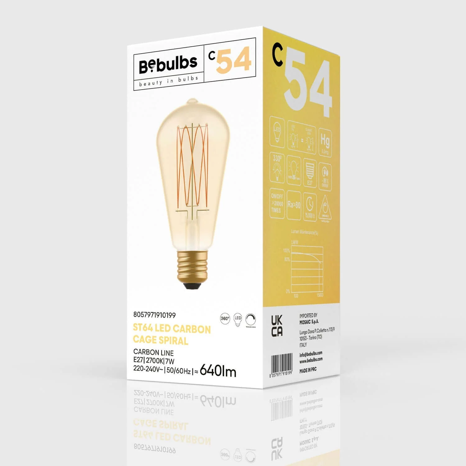 Golden LED Light bulb Carbon Line vertical filament Edison ST64 7W 640Lm E27 2700K Dimmable - C54 - Image 4