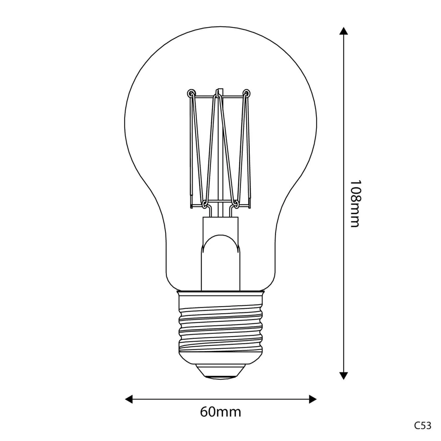 Golden LED Light bulb Carbon Line vertical filament Globe A60 7W 640Lm E27 2700K Dimmable - C53 - Image 3