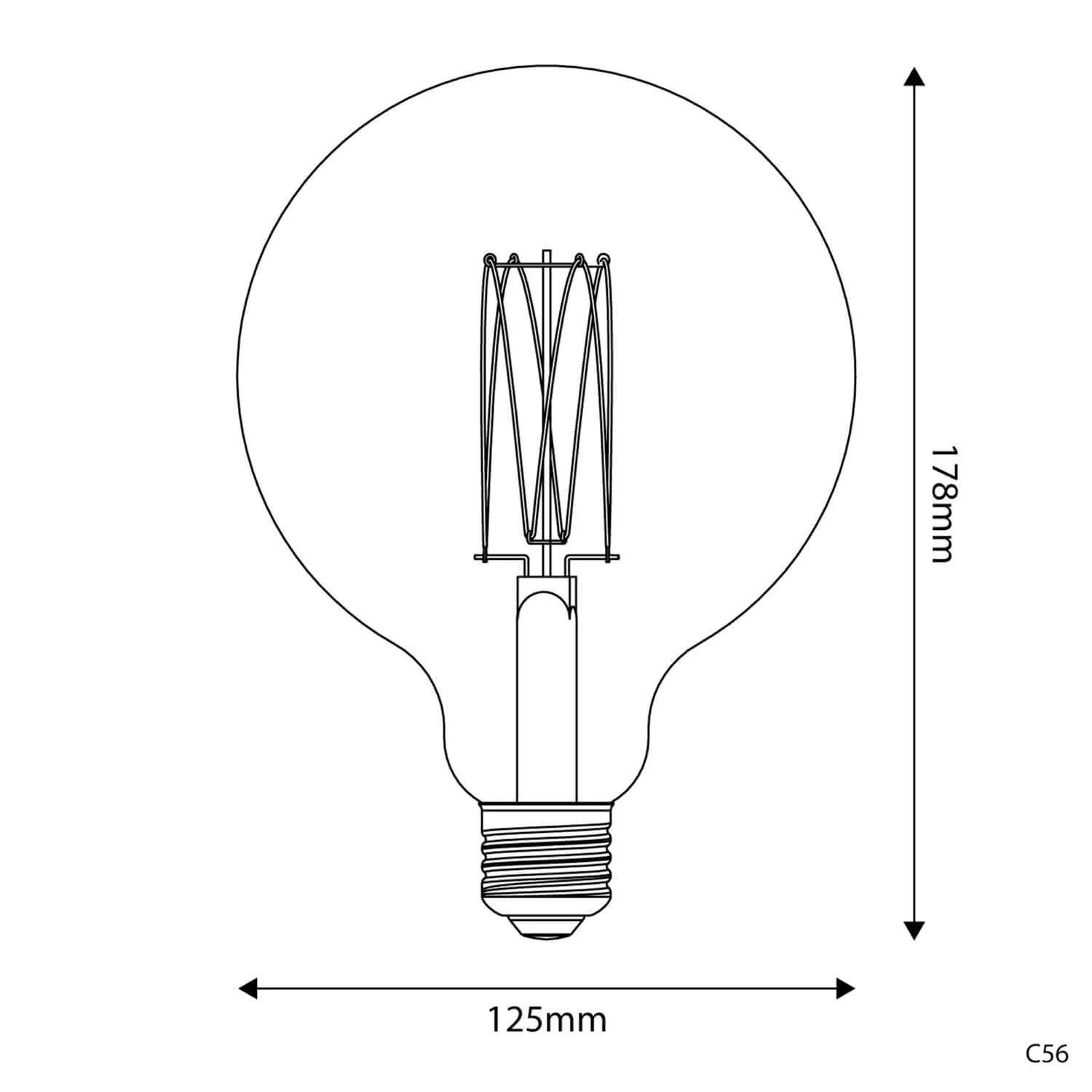 Gold LED Light bulb Carbon Line vertical filament Globe G125 7W 640Lm E27 2700K Dimmable - C56 - Image 3