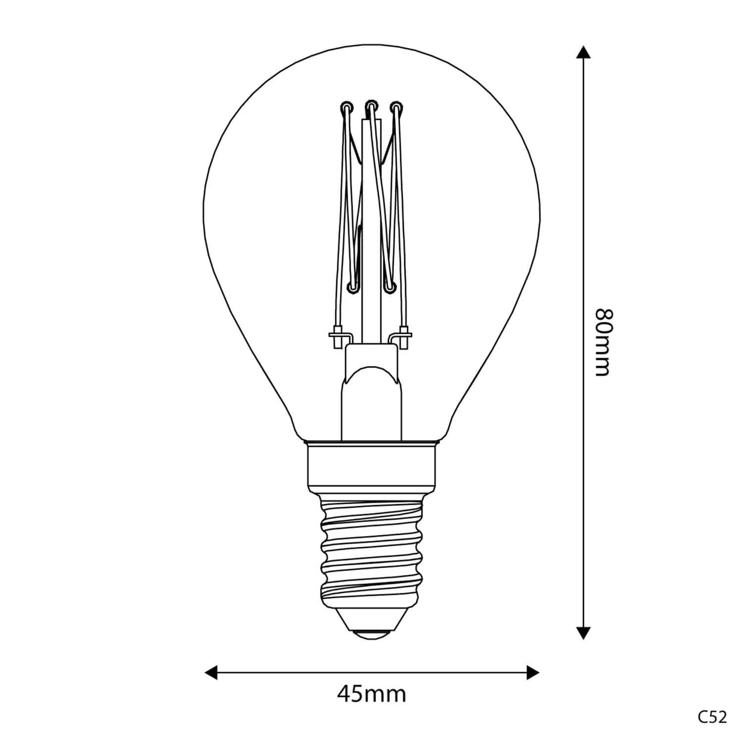 Golden LED Light bulb Carbon Line vertical filament Mini globe G45 3.4W 300Lm E14 2700K Dimmable - C52 - Image 3