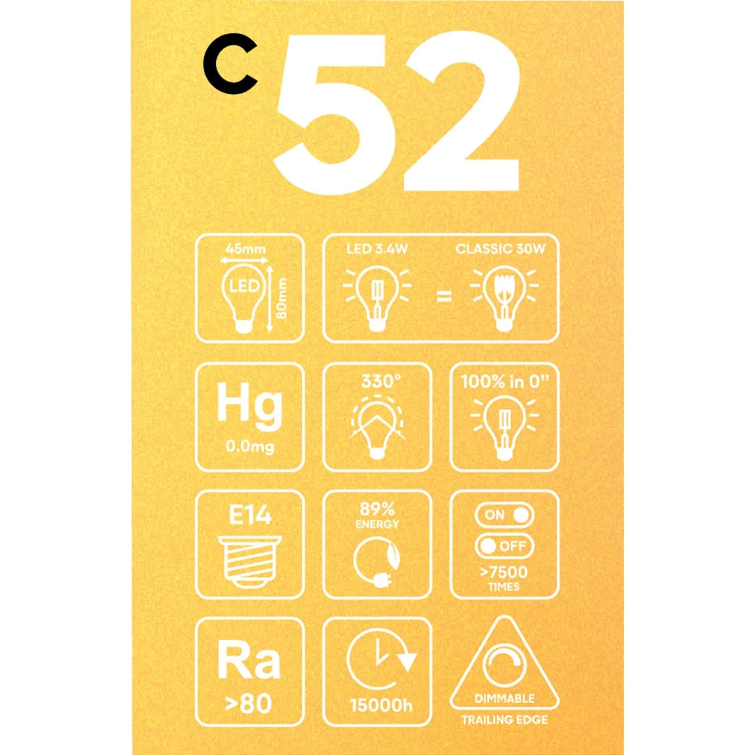 Golden LED Light bulb Carbon Line vertical filament Mini globe G45 3.4W 300Lm E14 2700K Dimmable - C52 - Image 5