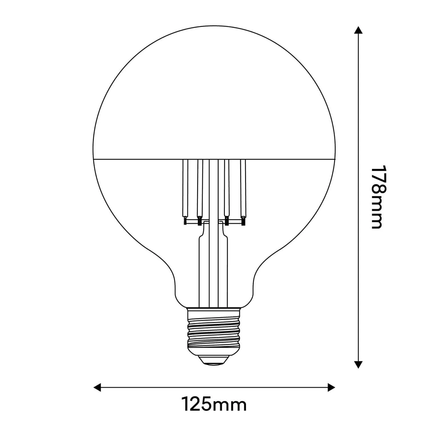 LED Light bulb Half Sphere Copper Globe G125 7W 650Lm E27 2700K Dimmable - A25 - Image 3