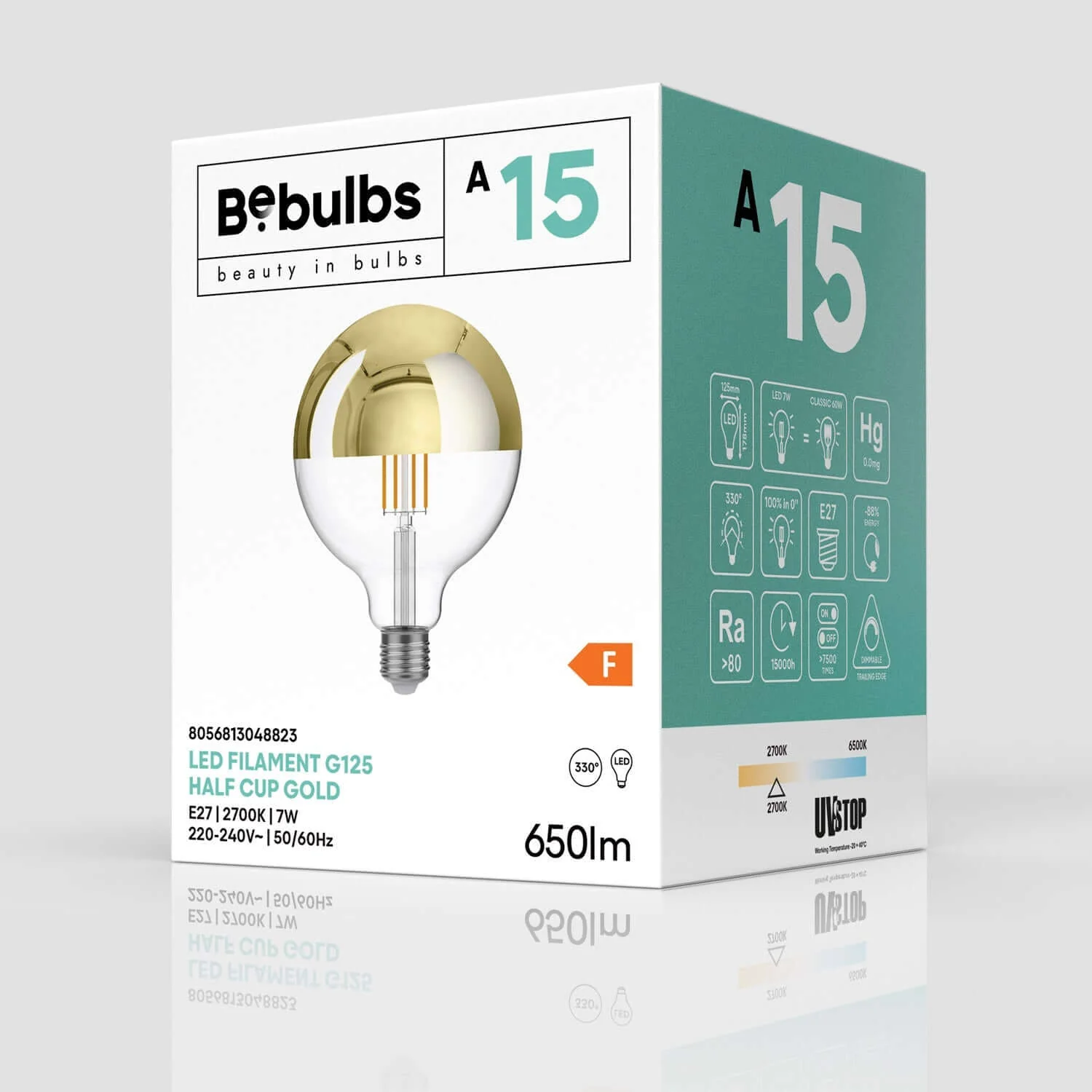 LED Half Sphere Gold Globe G125 7W 650Lm E27 2700K Dimmable Light bulb - A15 - Image 4
