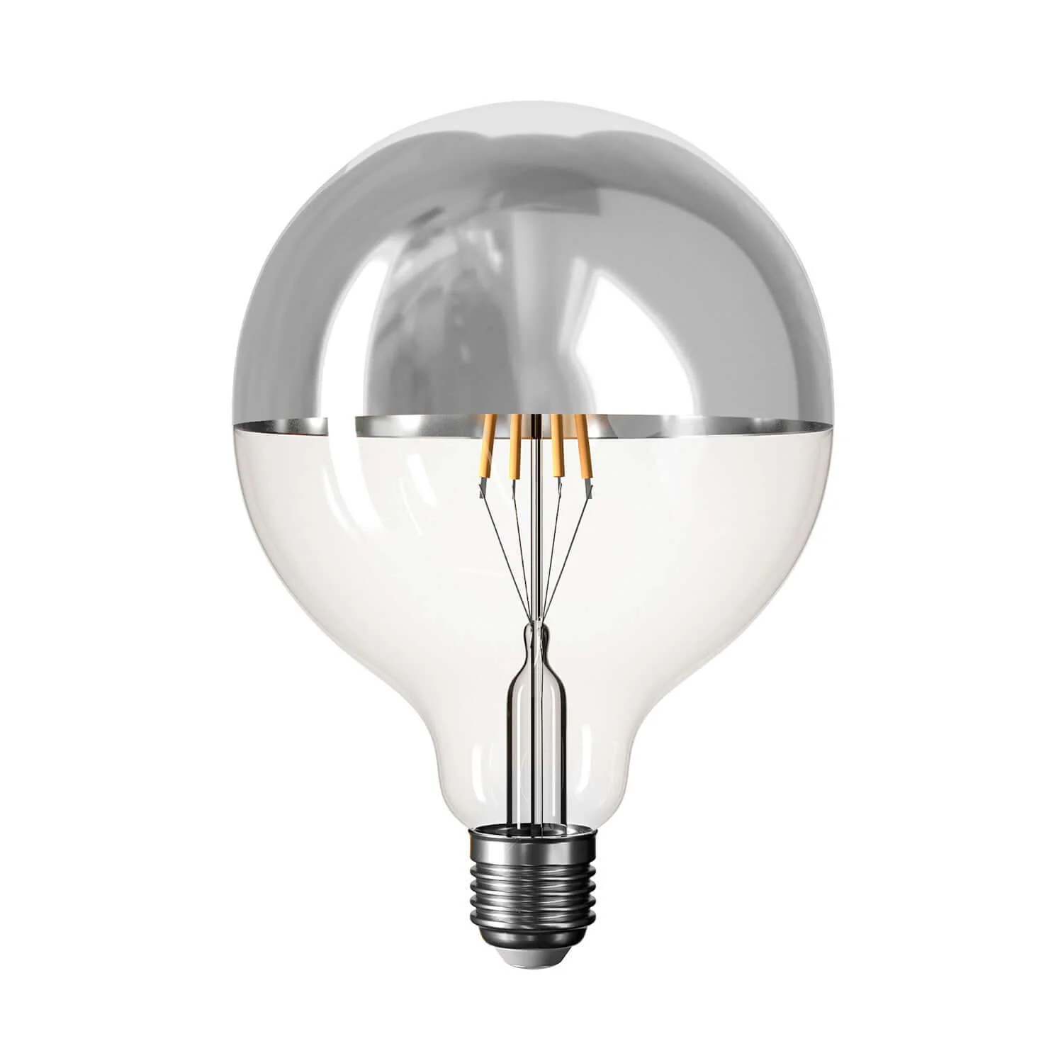 LED light bulb half sphere silver B05 Line 5V Short filament Globe G125 1.3W E27 Dimmable 2500K