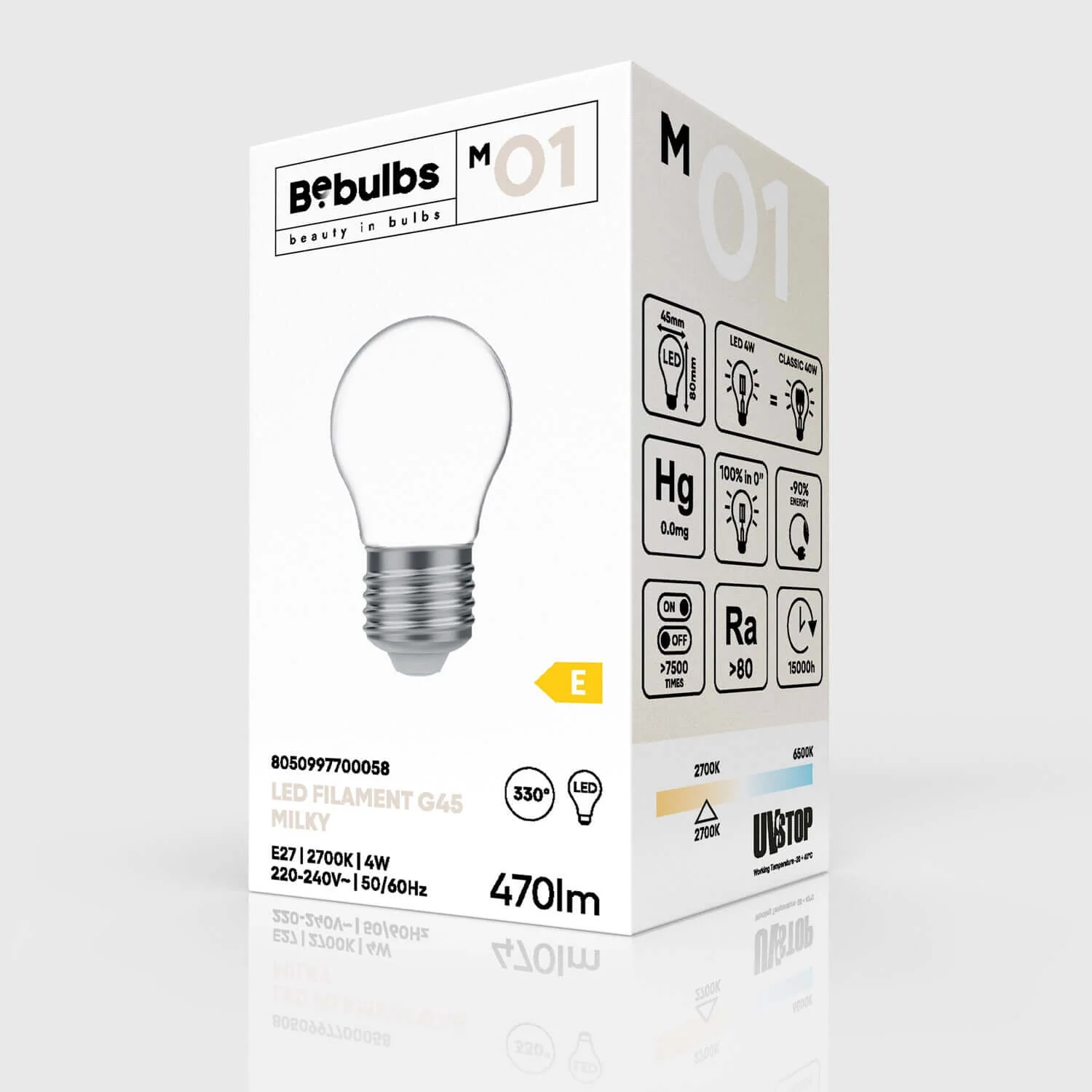 Milky Mini Globe G45 4W 470Lm E27 2700K LED Light bulb - M01 - Image 4
