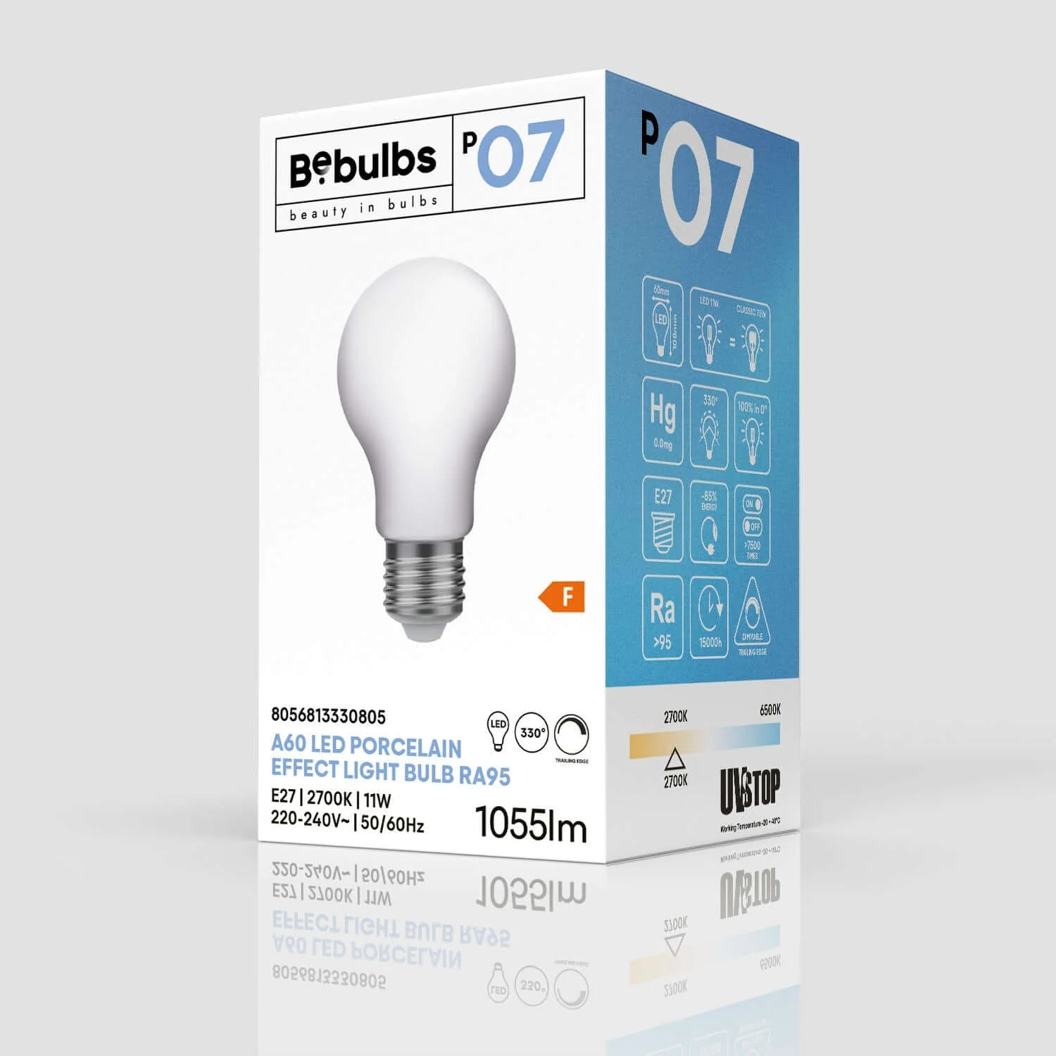 LED Light bulb Porcelain Effect CRI 95 A60 11W 1055Lm E27 2700K Dimmable - P07 - Image 4