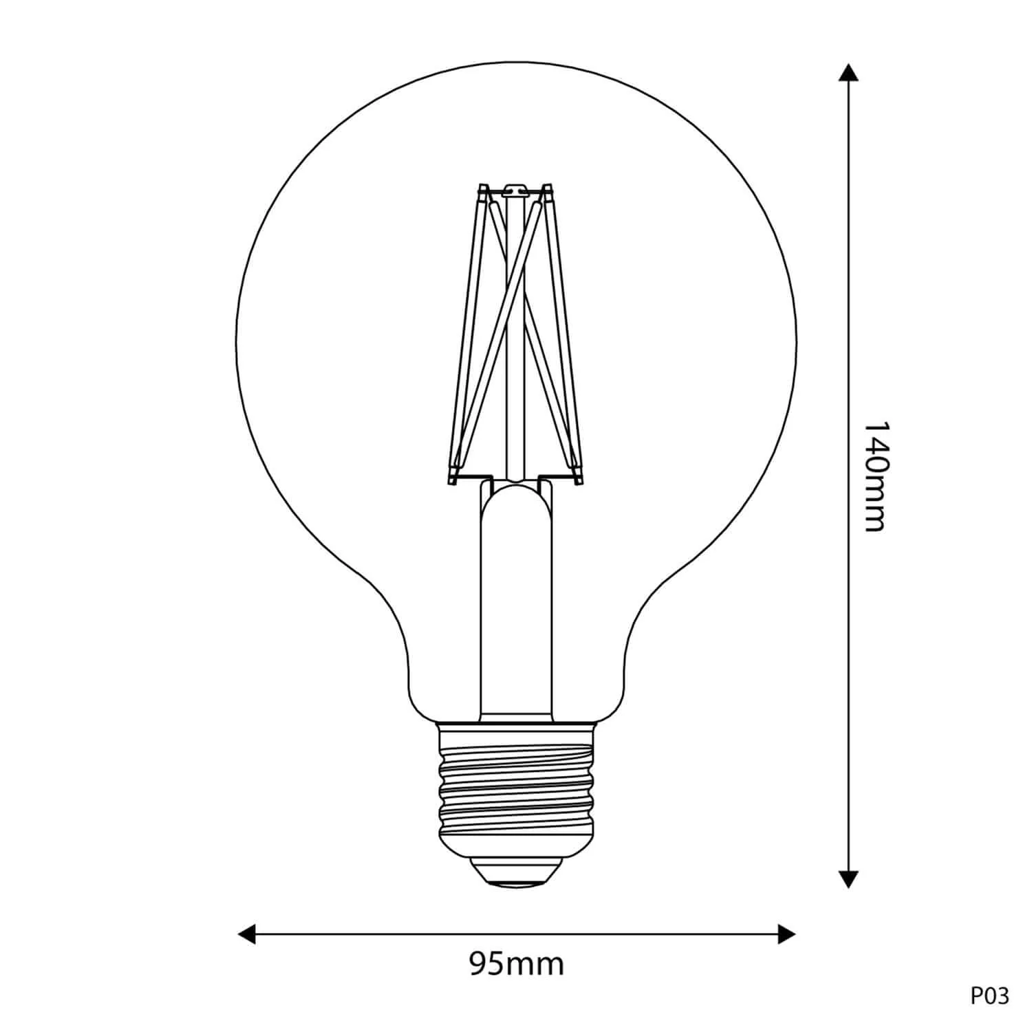 LED Porcelain Effect Light Bulb CRI 95 G95 7W 640Lm E27 2700K Dimmable - P03 - Image 3