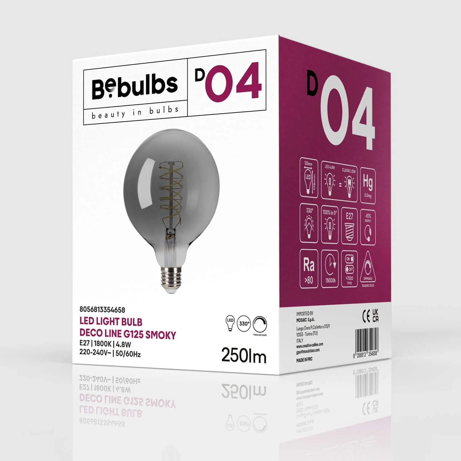 Smoky LED Globe G125 Light bulb 4.8W 250Lm E27 1800K Dimmable - D04 - Image 4