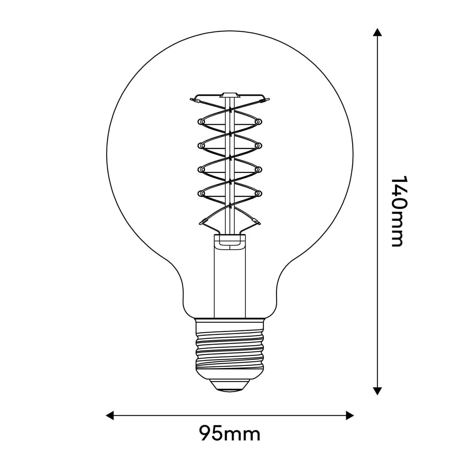 LED light bulb Smoky Globe G95 4.8W 250Lm E27 1800K Dimmable - D03 - Image 3