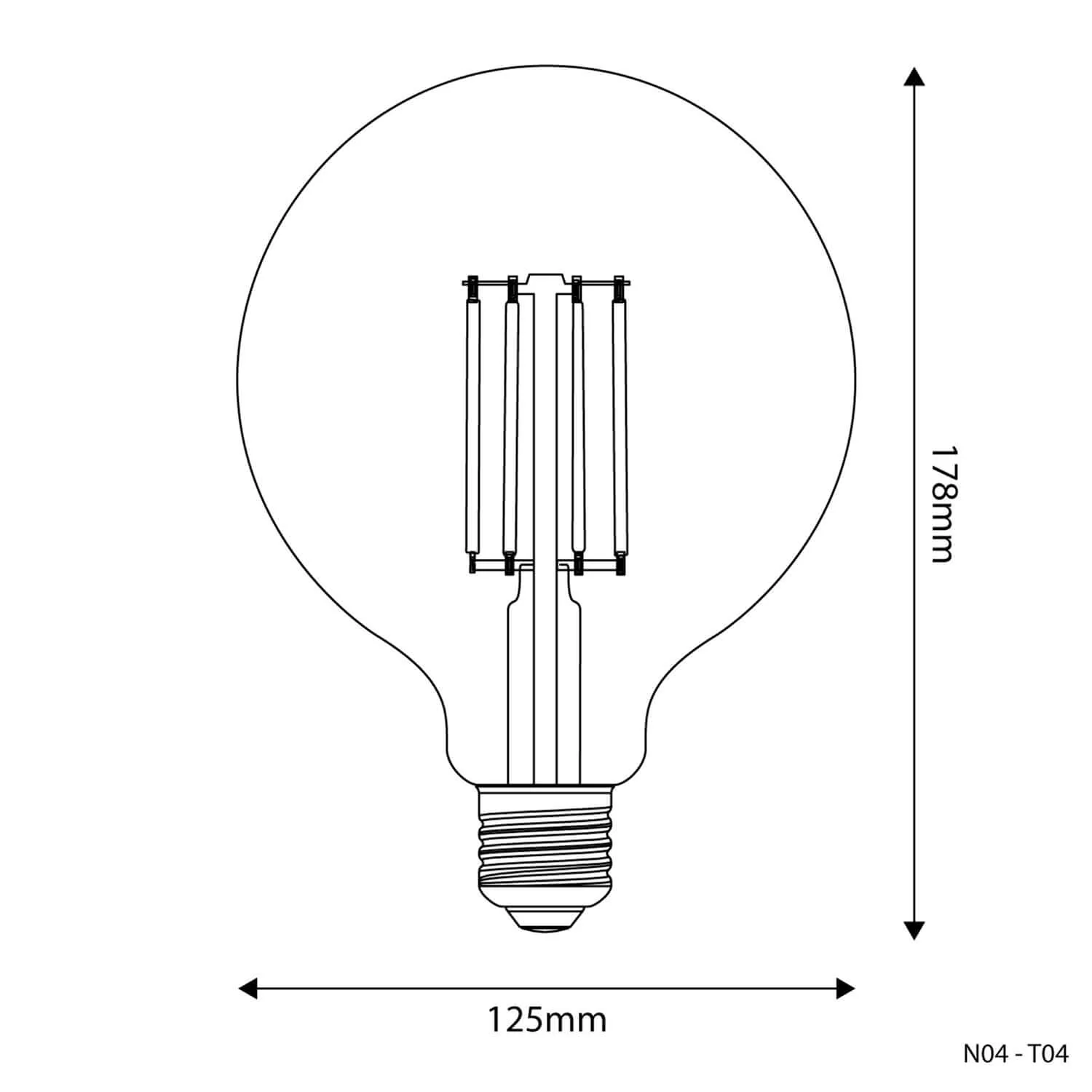 Transparent LED Light bulb Globe G125 7W 806Lm E27 3500K Dimmable - N04 - Image 3