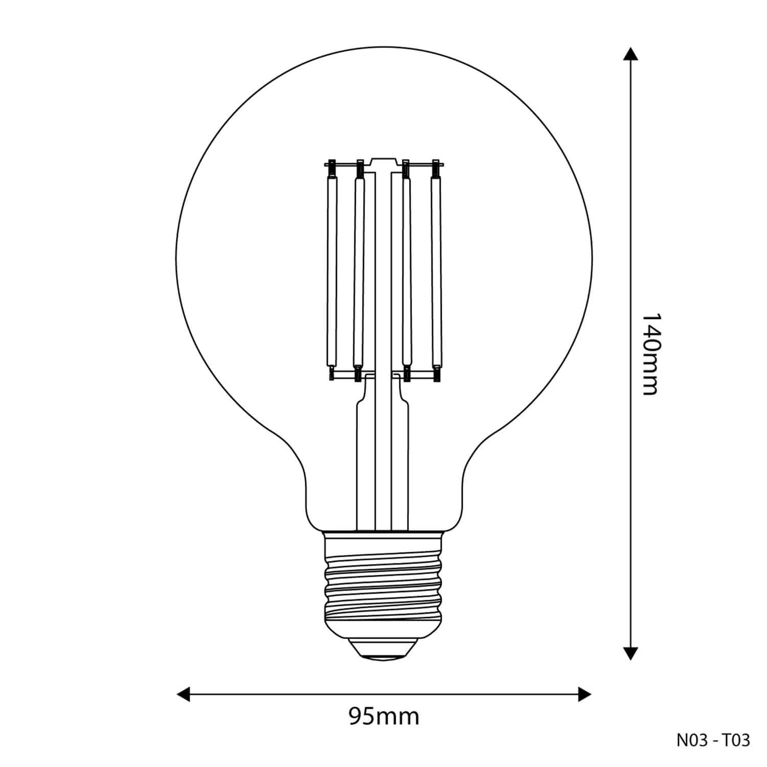 Transparent LED Globe G95 7W 806Lm E27 3500K Dimmable Light Bulb - N03 - Image 3