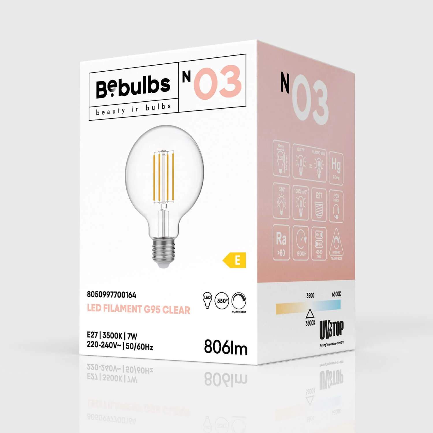 Transparent LED Globe G95 7W 806Lm E27 3500K Dimmable Light Bulb - N03 - Image 4