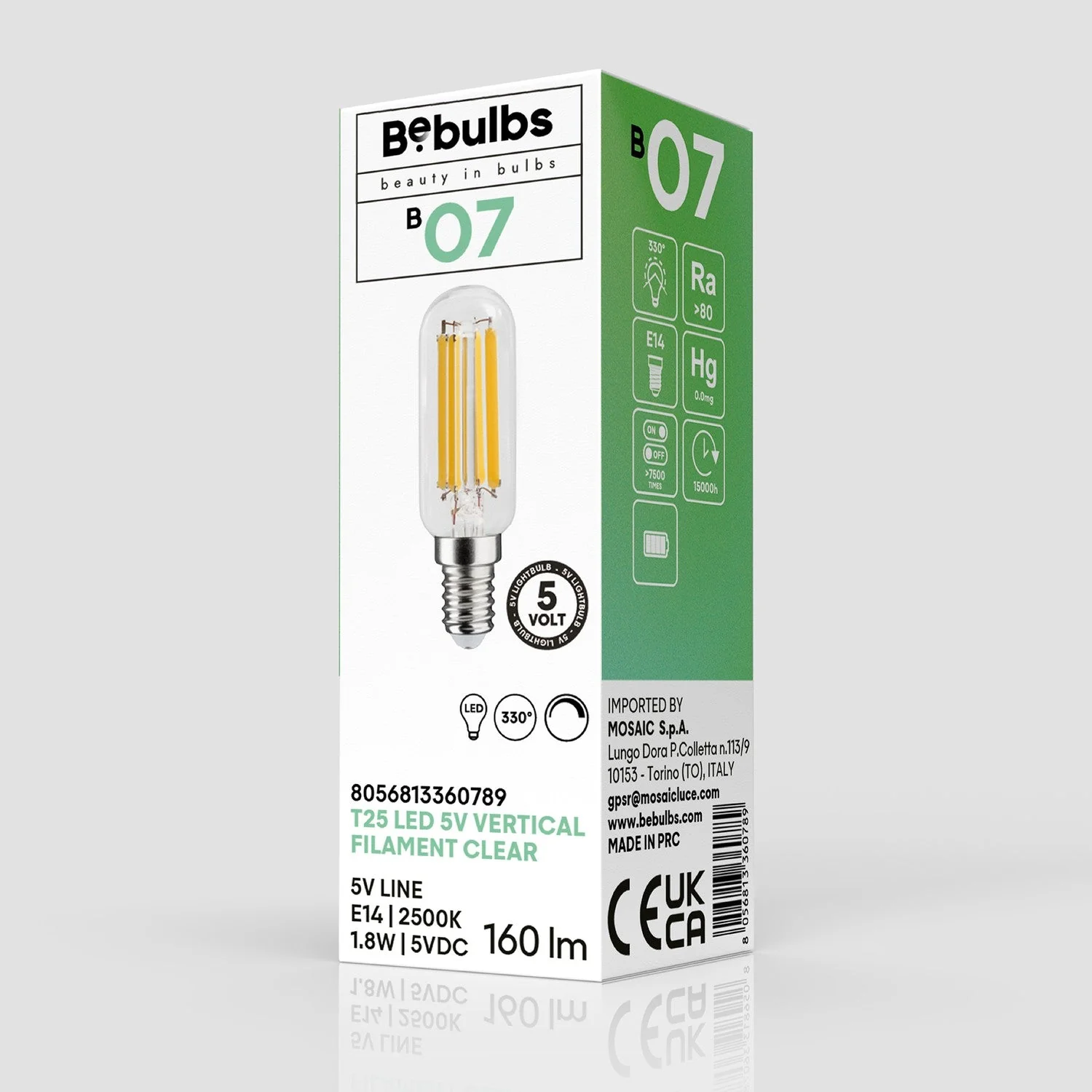 Transparent LED Light bulb Linea 5V Tubular T25 1.8W 160Lm E14 2500K Dimmable - B07 - Image 4