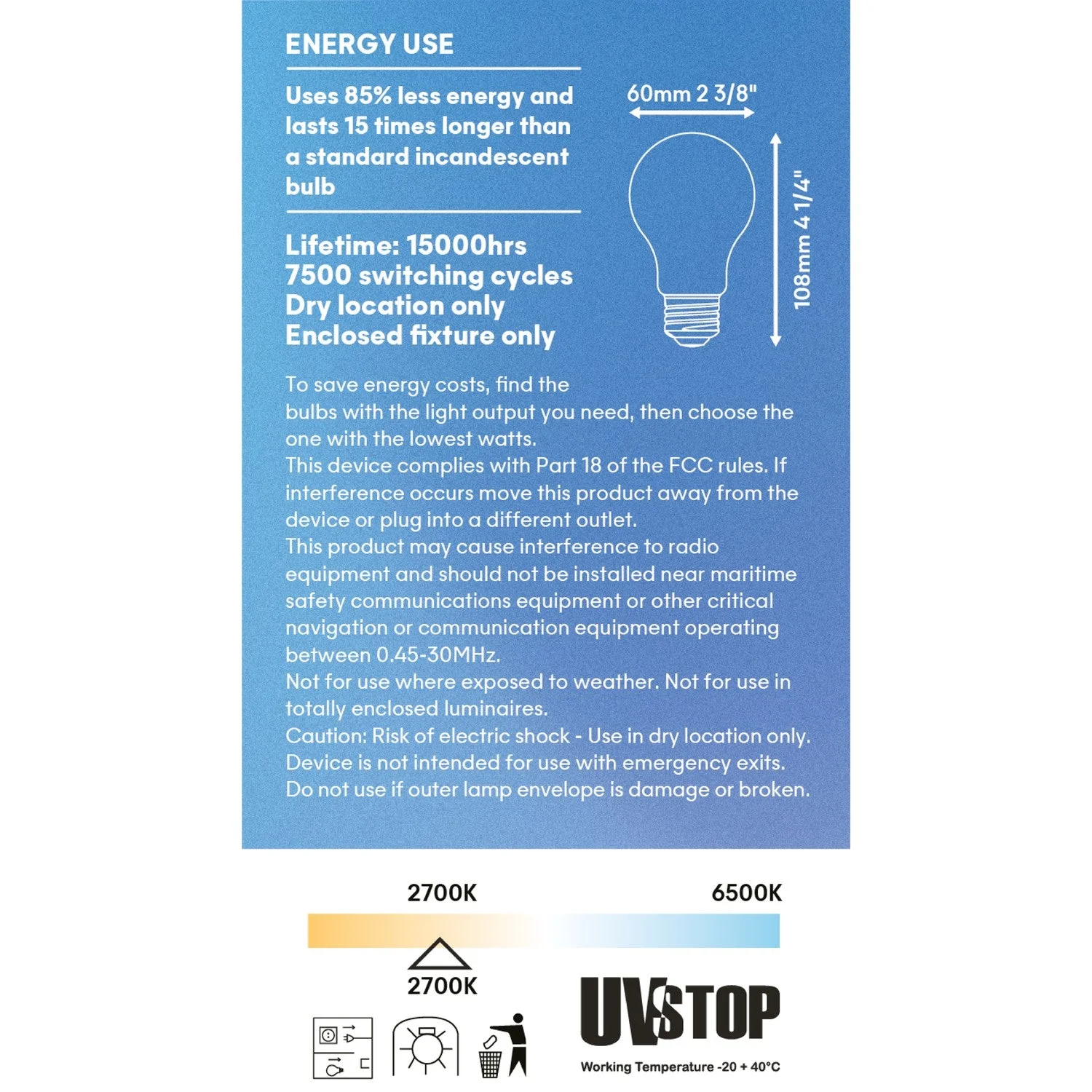 LED Porcelain Effect Light Bulb CRI 95 A19 8.8W 600Lm E26 120V 2700K Dimmable - P06 - Image 5