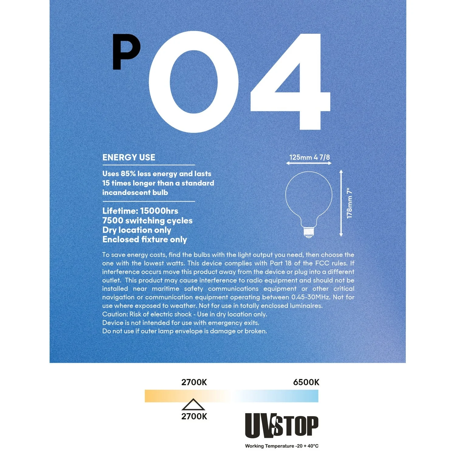 LED Porcelain Effect Light Bulb CRI 95 G40 8.8W 600Lm E26 120V 2700K Dimmable - P04 - Image 5