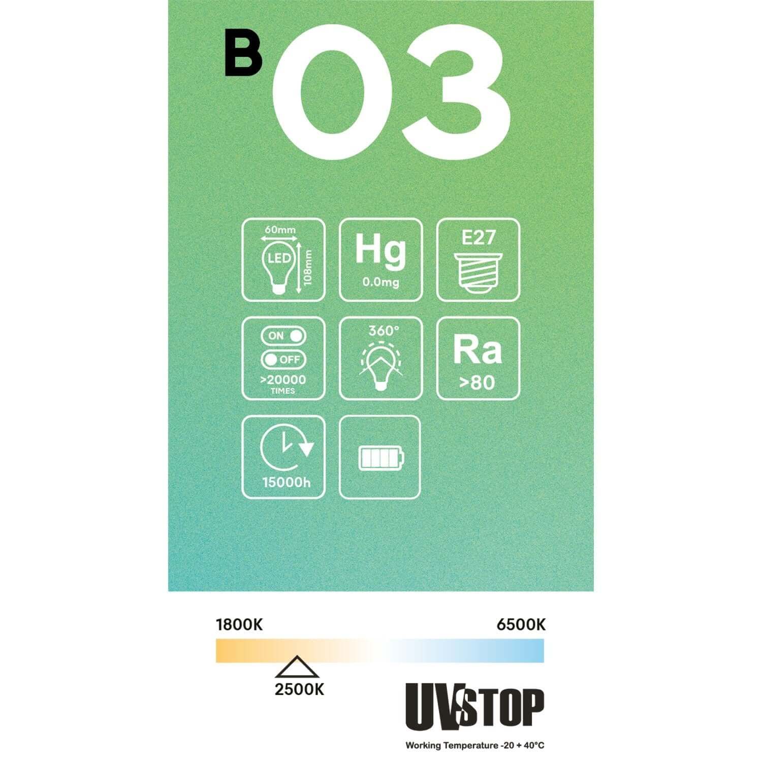 Transparent LED light bulb B03 Line 5V Vertical filament Drop A60 1.7W E27 Dimmable 2500K - Image 5
