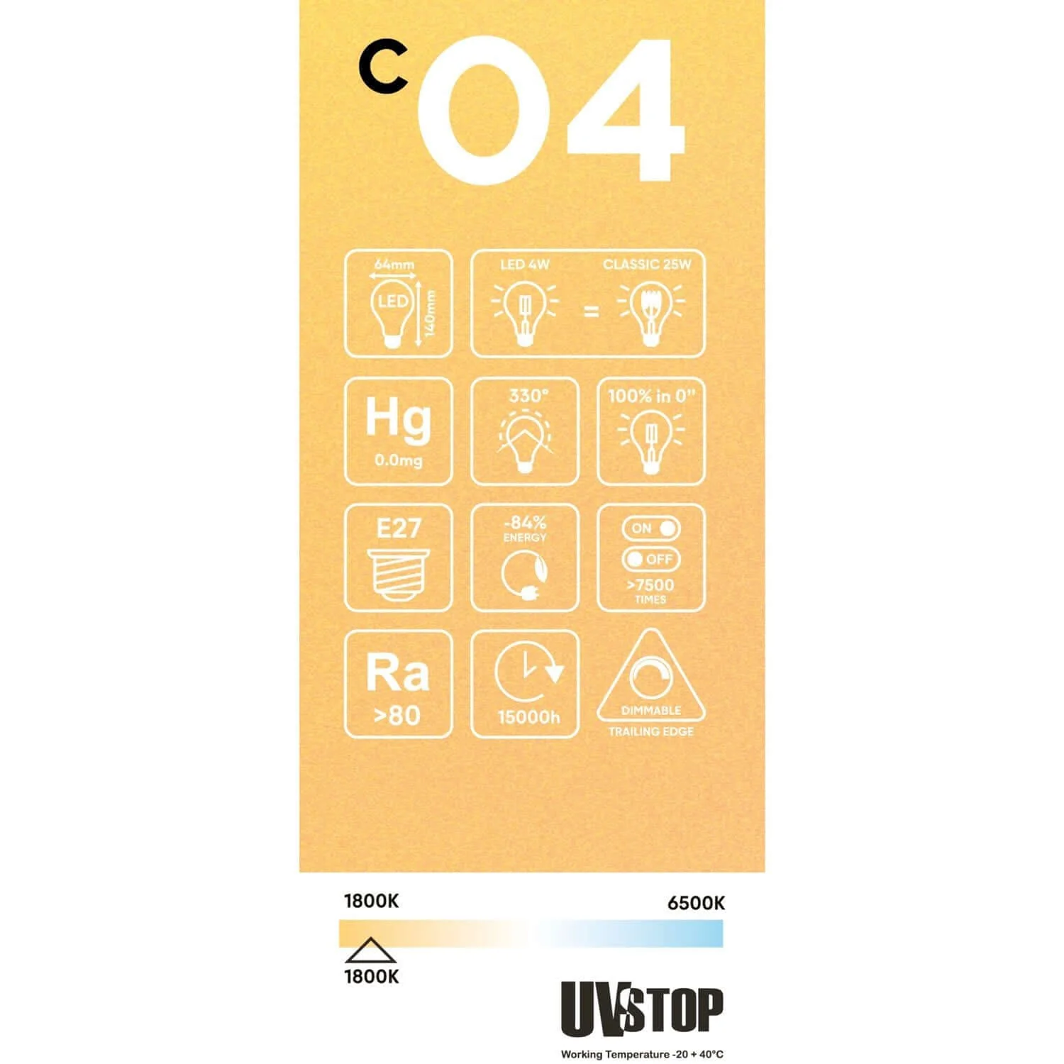 Golden LED Light bulb Carbon Line spiral filament Edison ST64 4W 250Lm E27 1800K Dimmable - C04 - Image 5