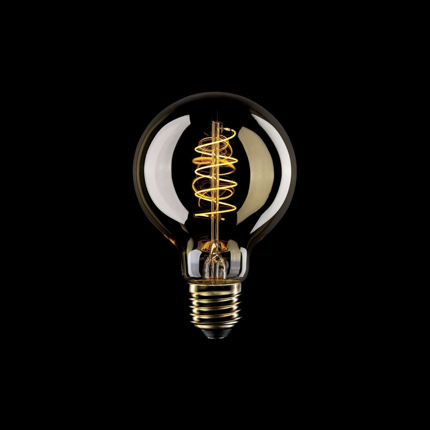 Gold LED Light bulb Carbon Line spiral filament Globe G80 4W 250Lm E27 1800K Dimmable - C05 - Image 2