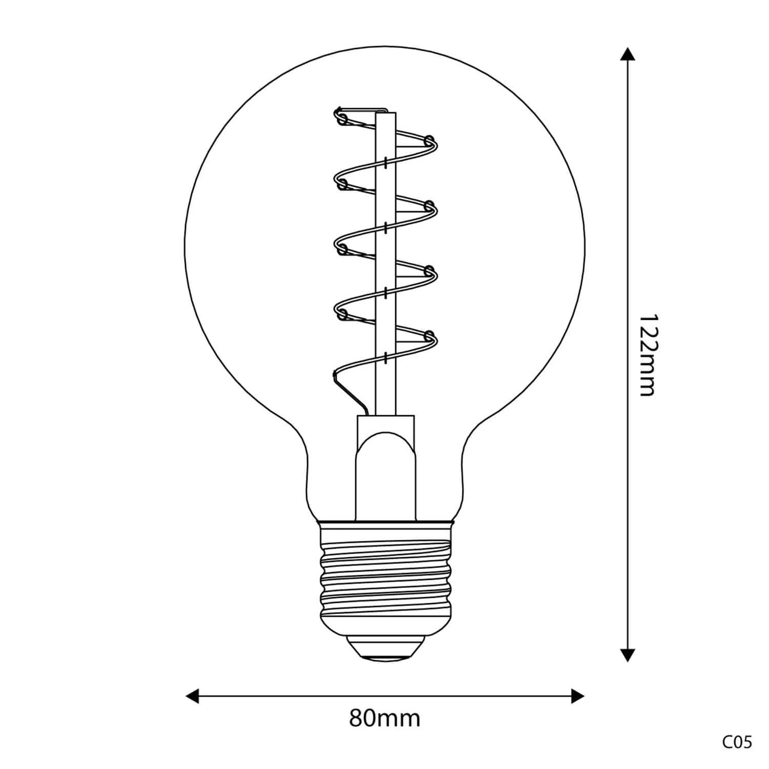 Gold LED Light bulb Carbon Line spiral filament Globe G80 4W 250Lm E27 1800K Dimmable - C05 - Image 3