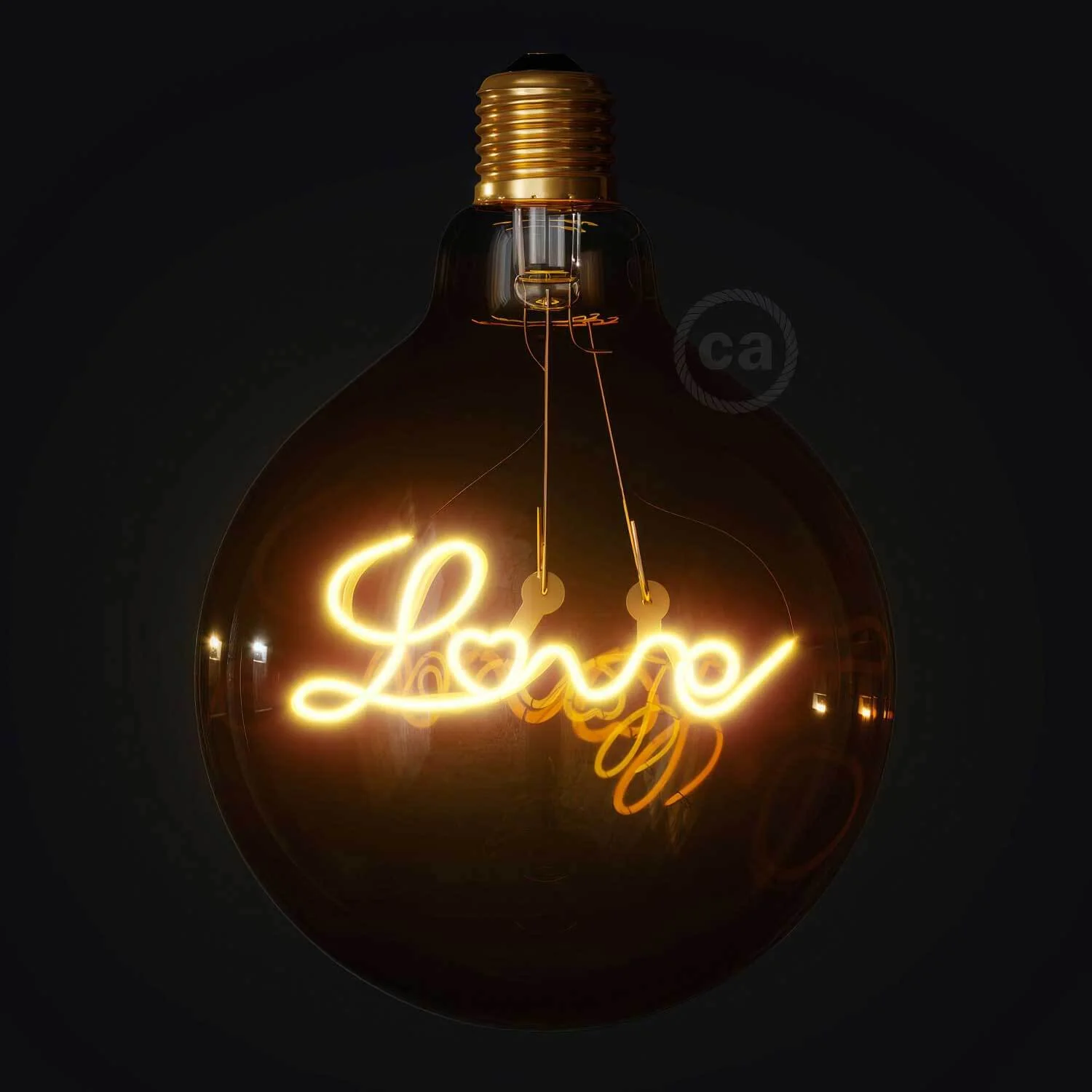 Golden LED Light bulb for suspension Globe G125 Single filament “Love” 4.5W 250Lm E27 1800K Dimmable - Image 2