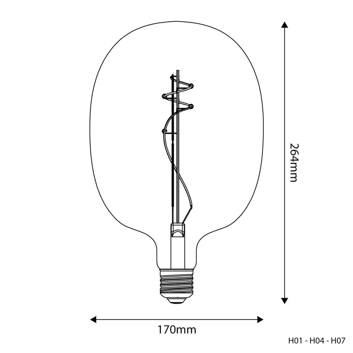 Gold Oval LED Light Bulb 170 8.8W 806Lm E27 2200K Dimmable - H04 - Image 3