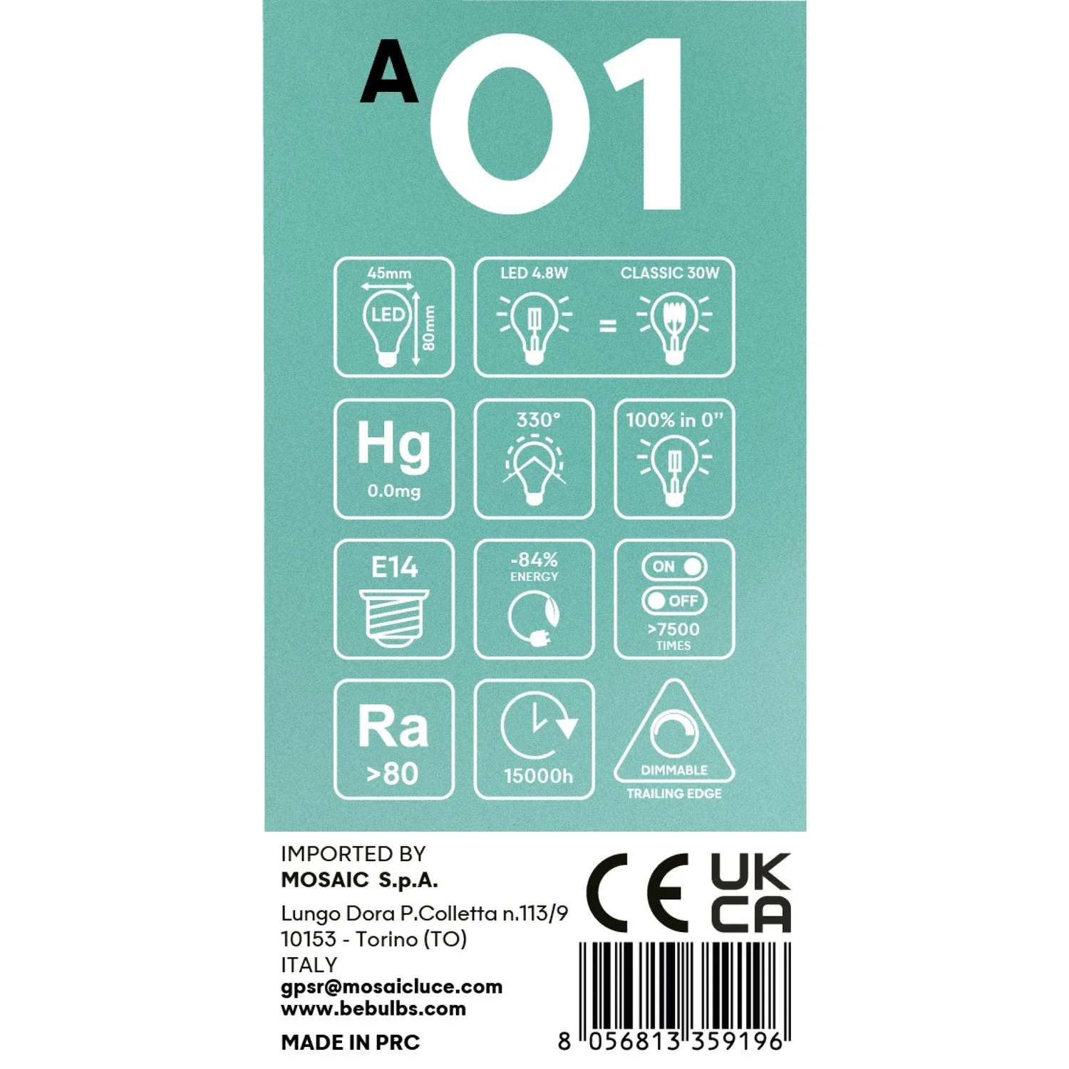 LED Light bulb Half Silver Sphere Mini Globe G45 4.8W 380Lm E14 2700K Dimmable - A01 - Image 5
