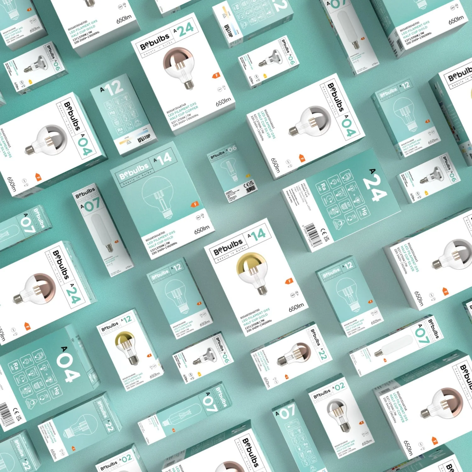 LED Light bulb Half Silver Sphere Mini Globe G45 4.8W 380Lm E14 2700K Dimmable - A01 - Image 6