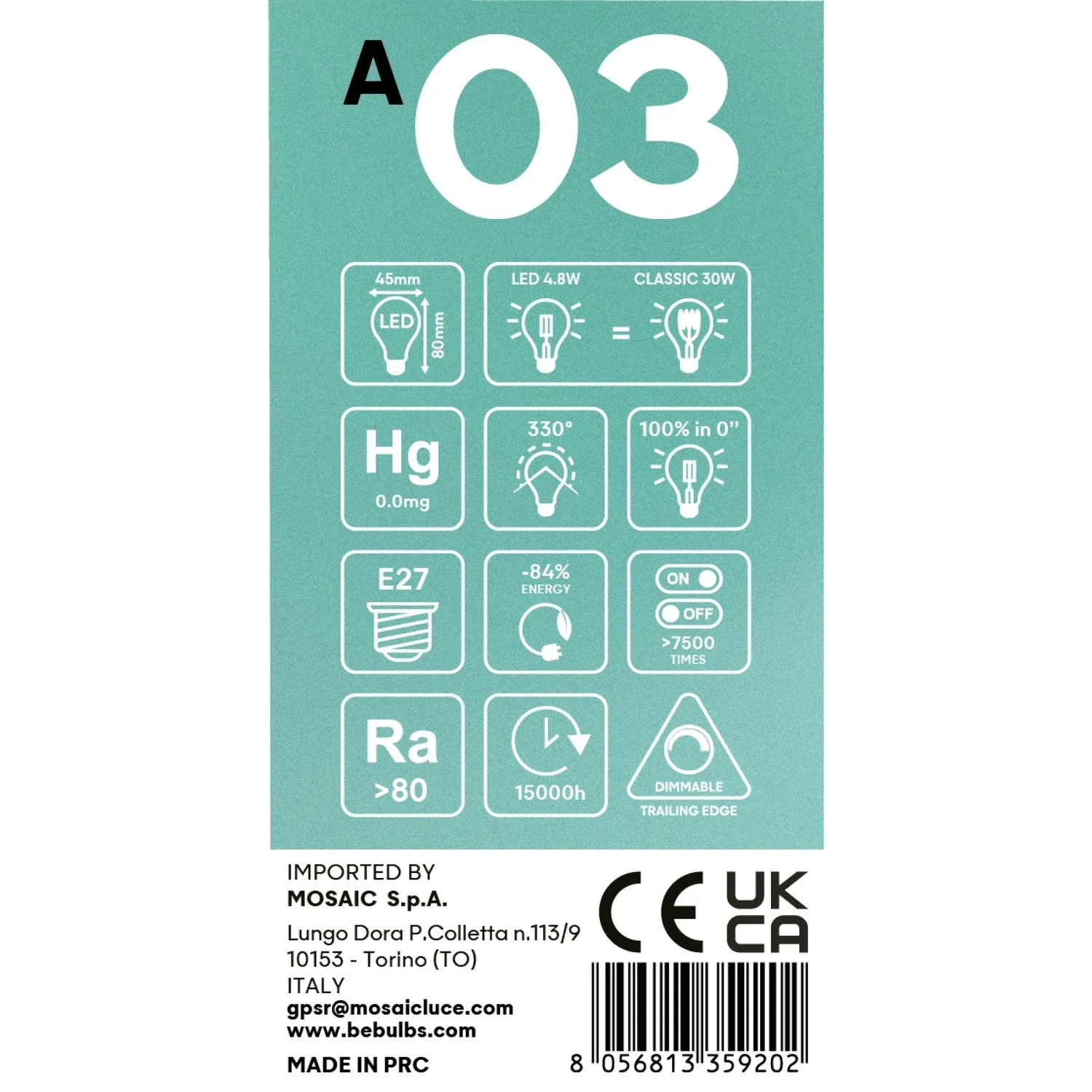 Light bulb LED Half Sphere Silver Mini Globe G45 4.8W 380Lm E27 2700K Dimmable - A03 - Image 5