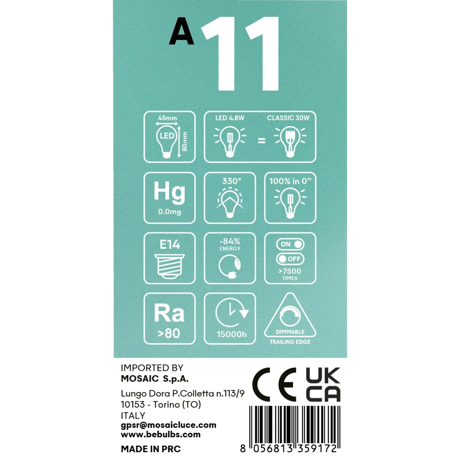 LED Light bulb Half Gold Sphere Mini Globe G45 4.8W 380Lm E14 2700K Dimmable - A11 - Image 5